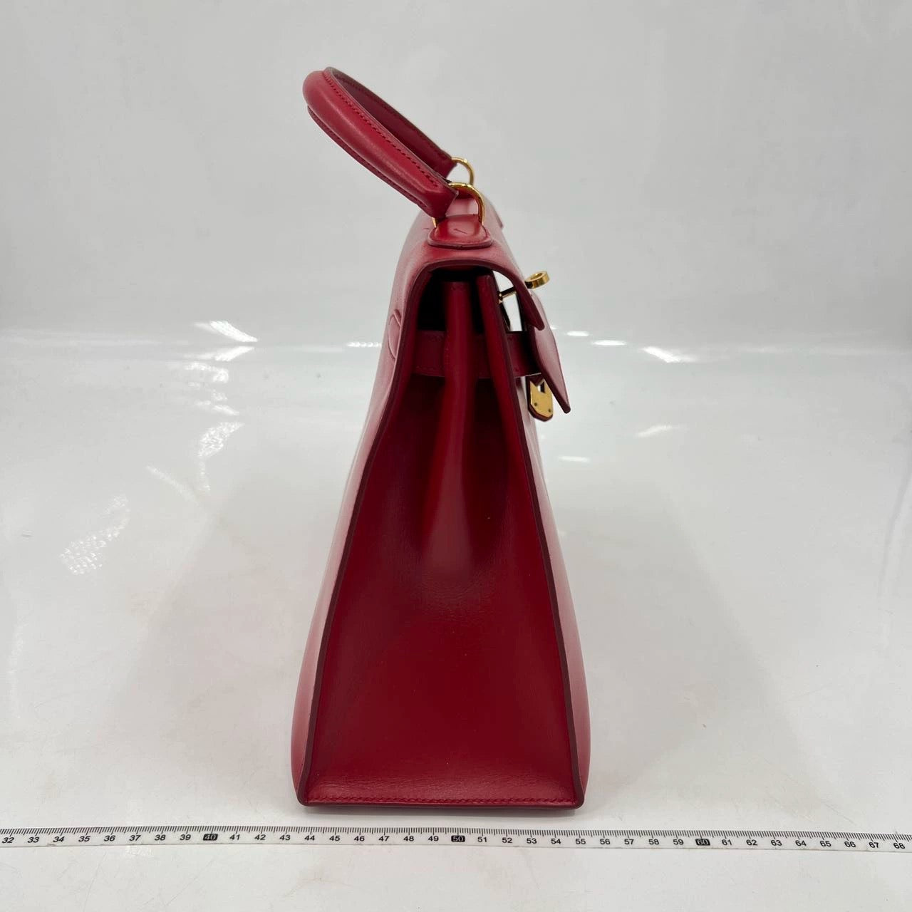 Hermes Kelly Sellier Rouge Vif Box Calf Hw Leather Red Travel Bag