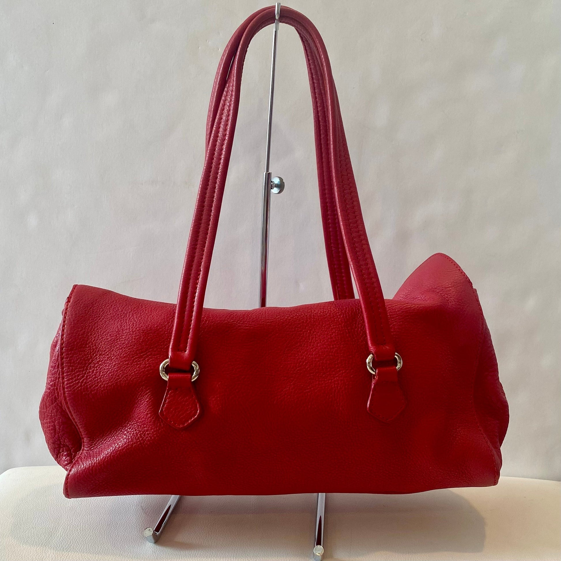 Prada Semitracolla Daino Rosso Deer Calf Half Strap Bag Vitello Travel Bag