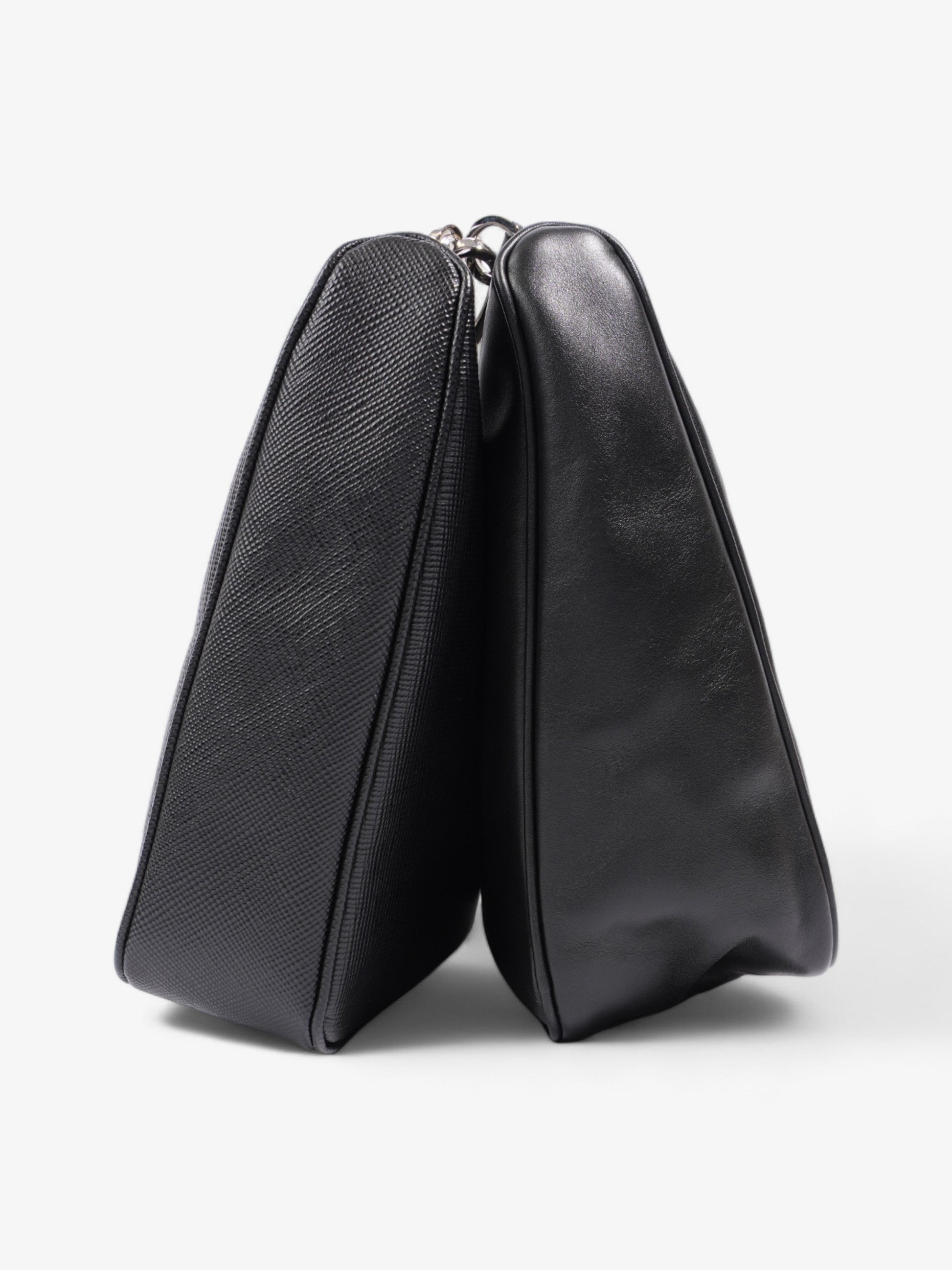 Prada Triangle Bag Leather Saffiano Black Crossbody Bag
