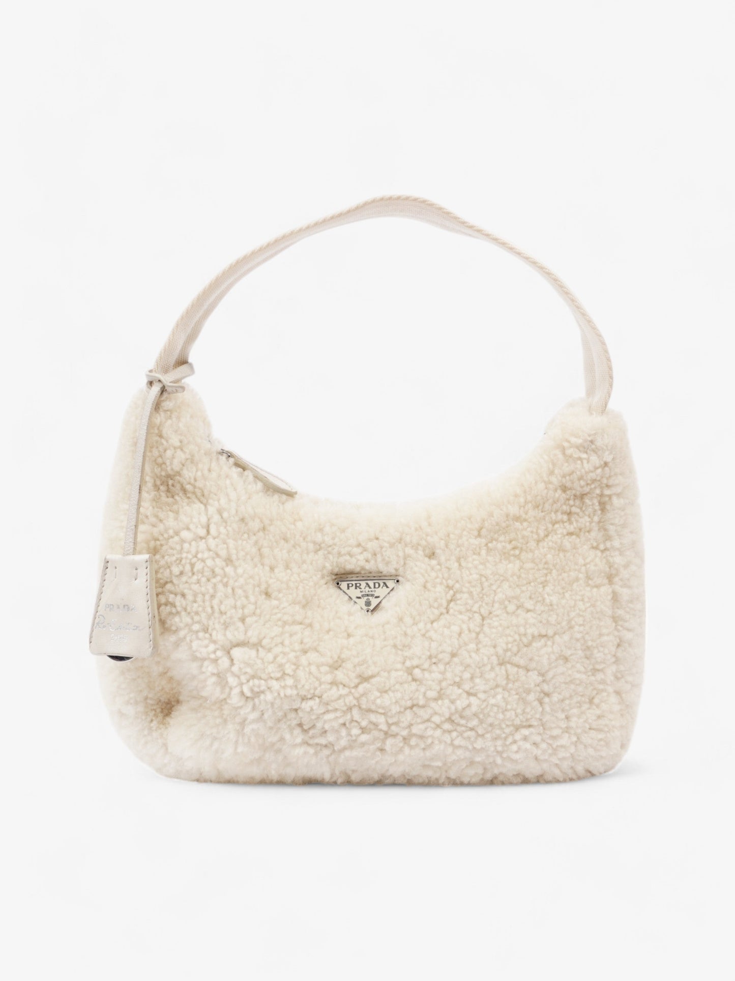 Prada Re Edition Wool Shoulder Bag White