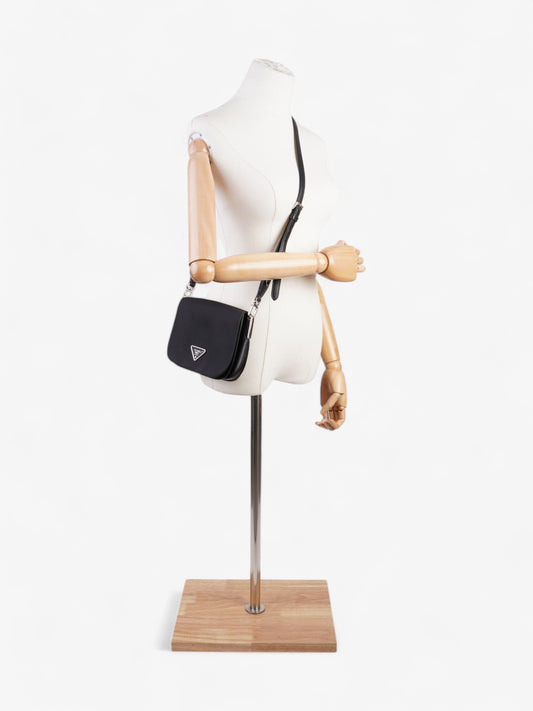 Prada And Shoulder Bag In Leather Nylon Black