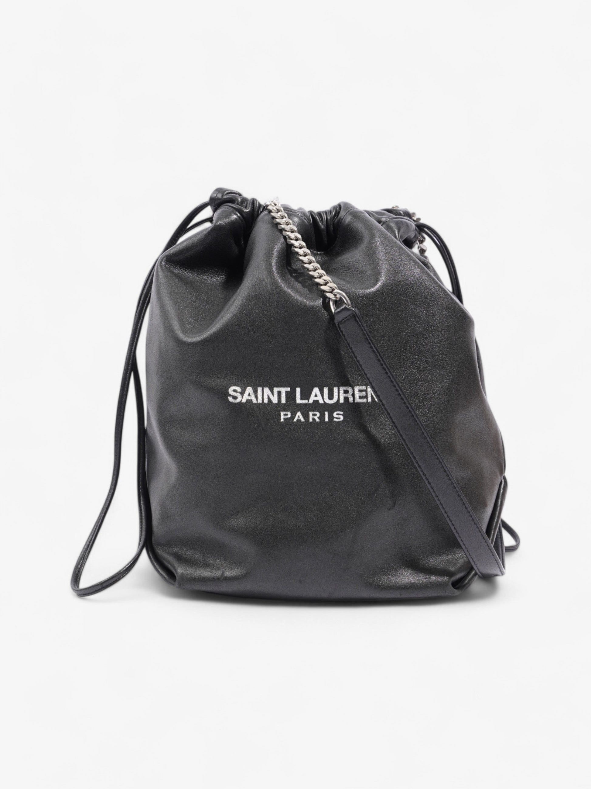 YSL Saint Laurent Teddy Shoulder Bag Leather Black Chain