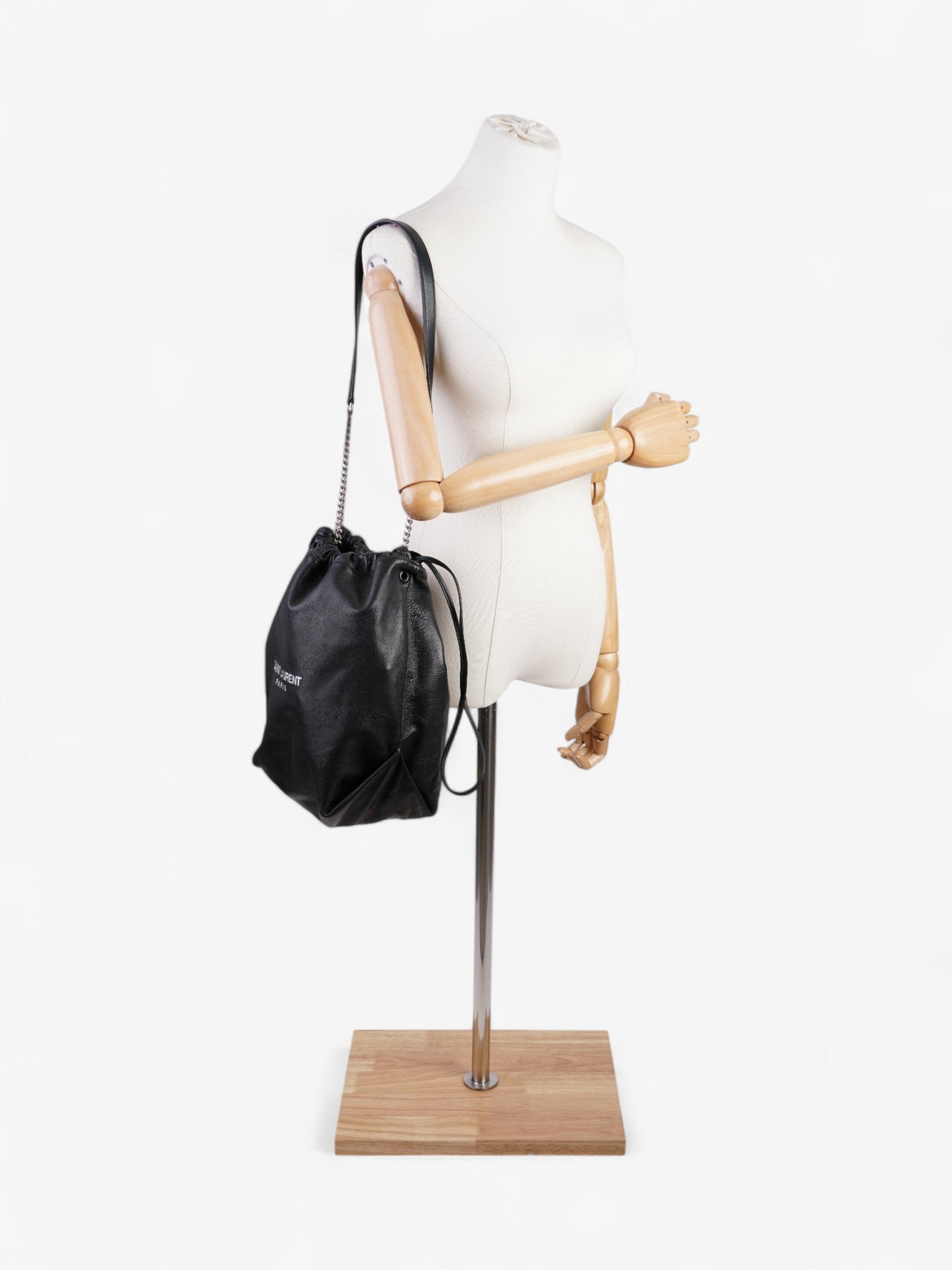 YSL Saint Laurent Teddy Shoulder Bag Leather Black Chain