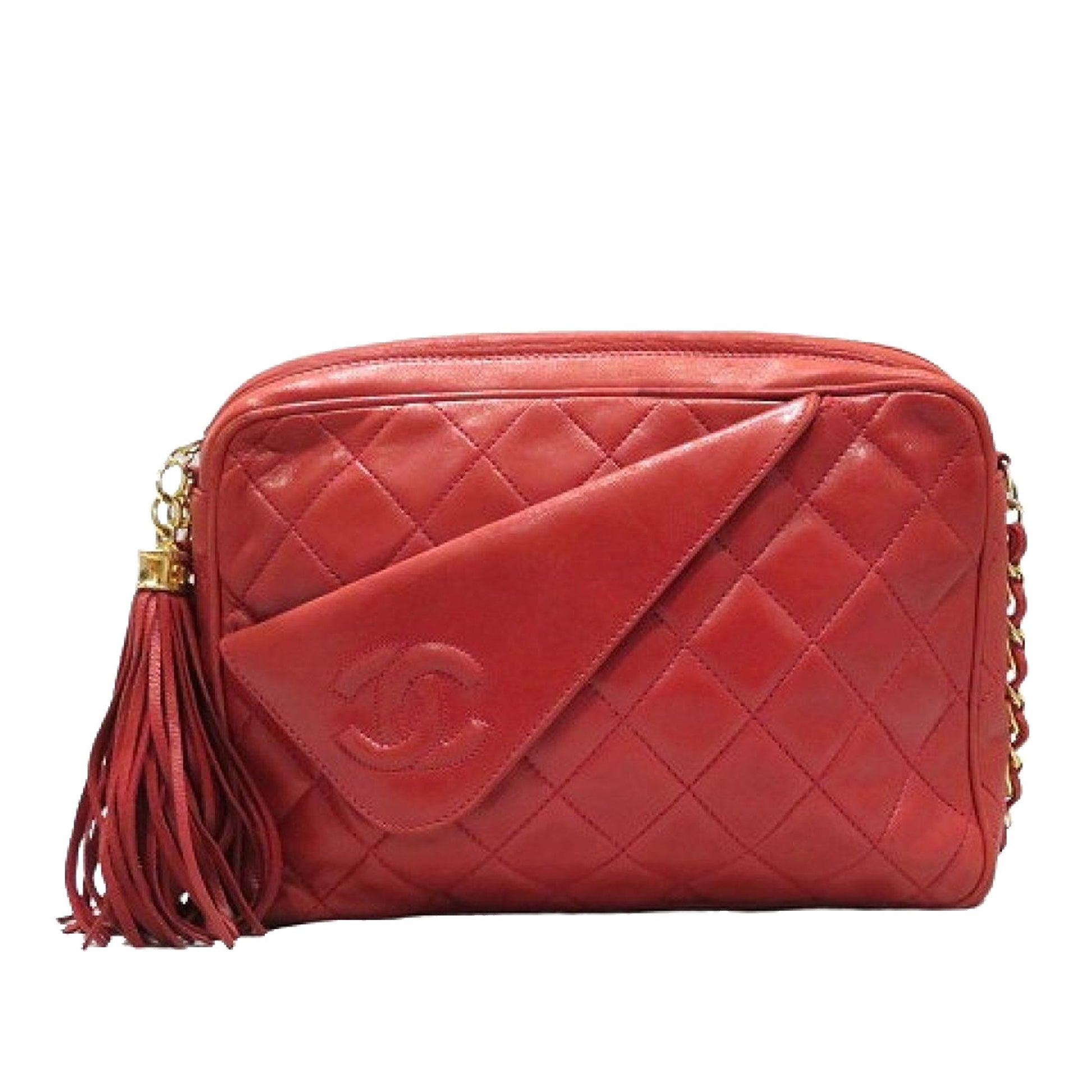Chanel CC Lambskin Crossbody Leather Red Crossbody Bag