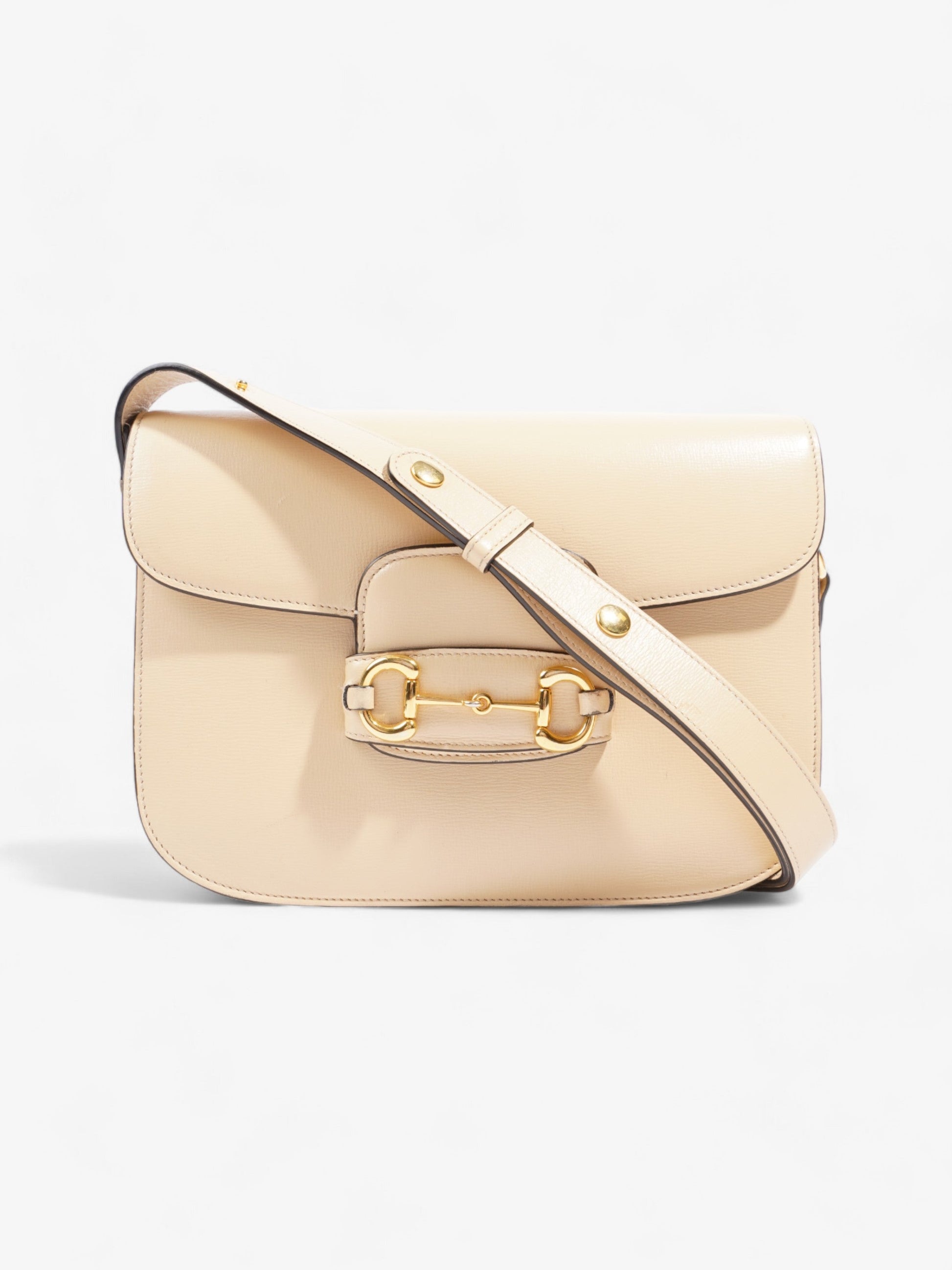 Gucci Horsebit Shoulder Bag Leather Beige