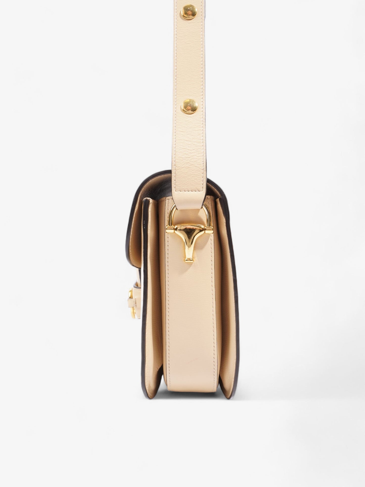 Gucci Horsebit Shoulder Bag Leather Beige