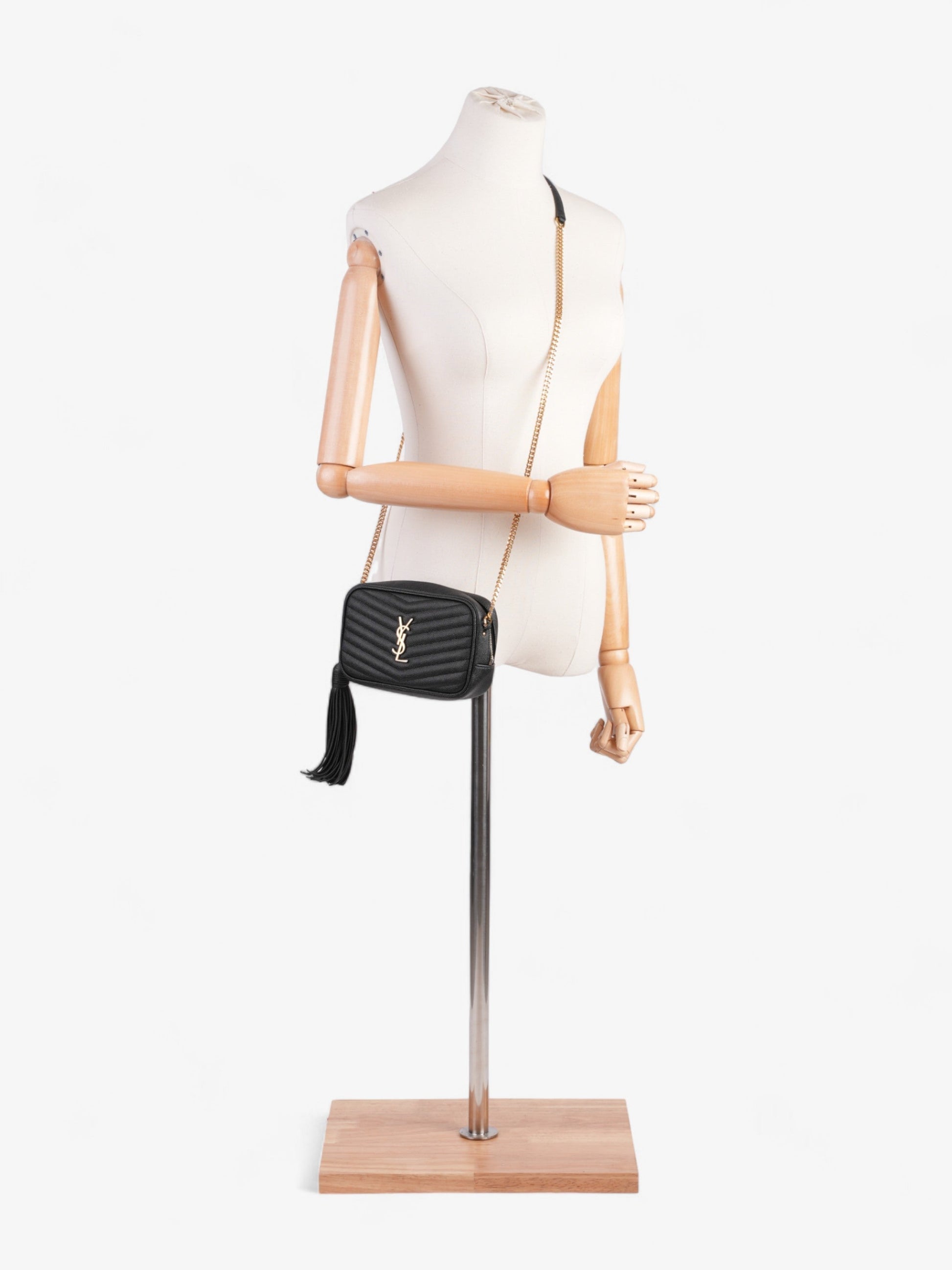 YSL Saint Laurent Lou Crossbody Grained Leather Black Mini Crossbody Bag