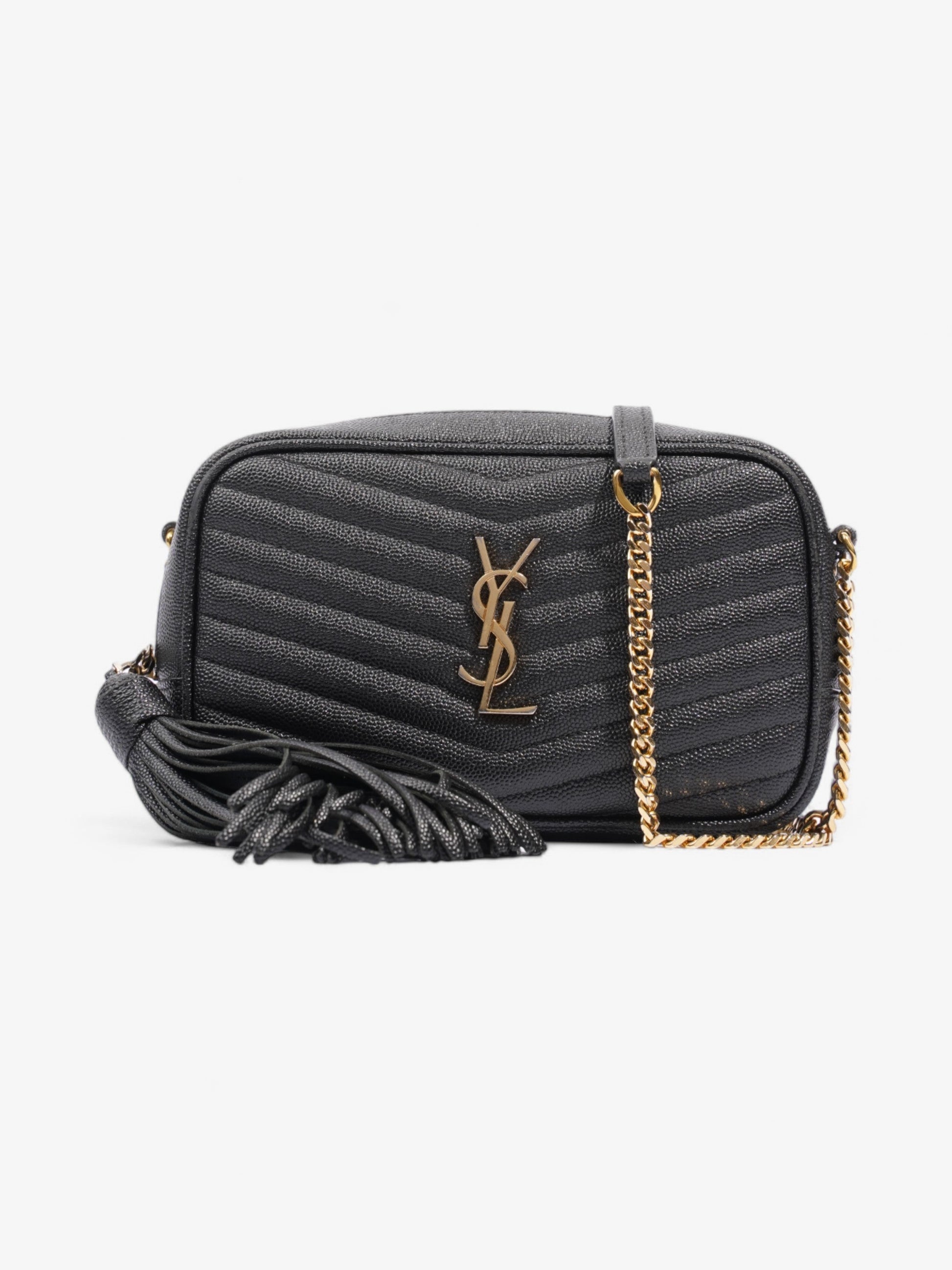 YSL Saint Laurent Lou Crossbody Grained Leather Black Mini Crossbody Bag