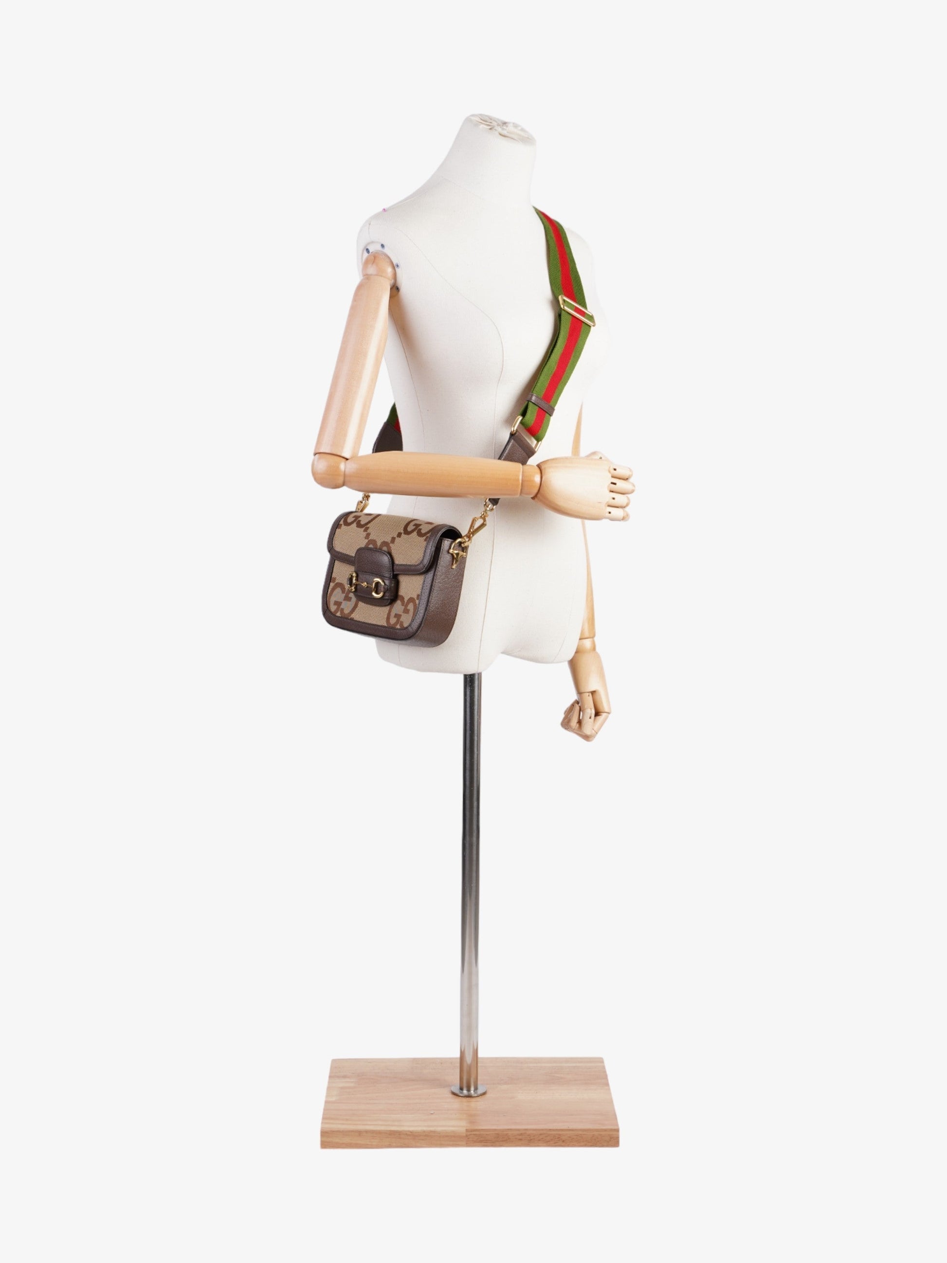 Gucci Horsebit And Jumbo Jumbo Crossbody Bag Canvas Beige