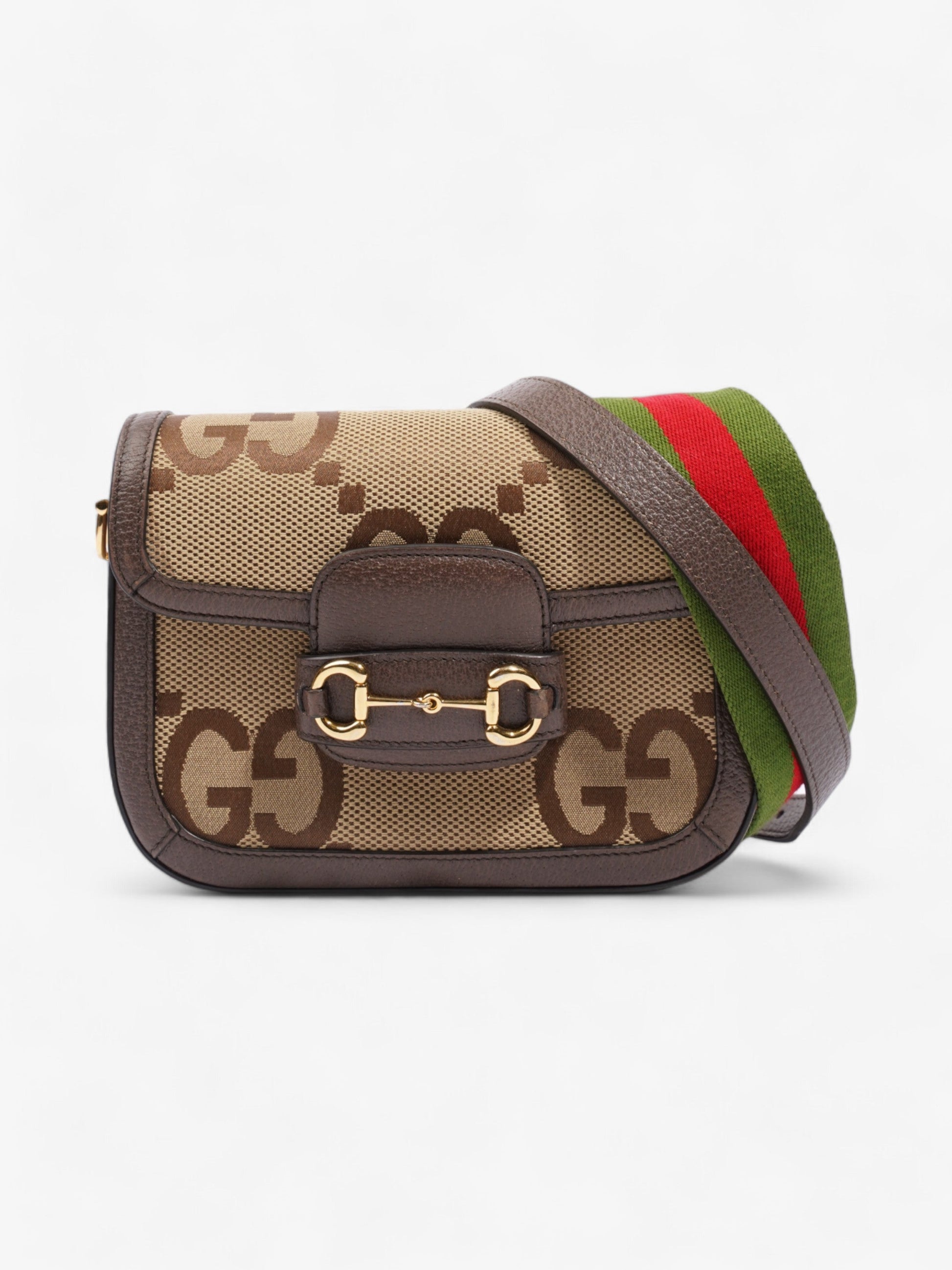 Gucci Horsebit And Jumbo Jumbo Crossbody Bag Canvas Beige