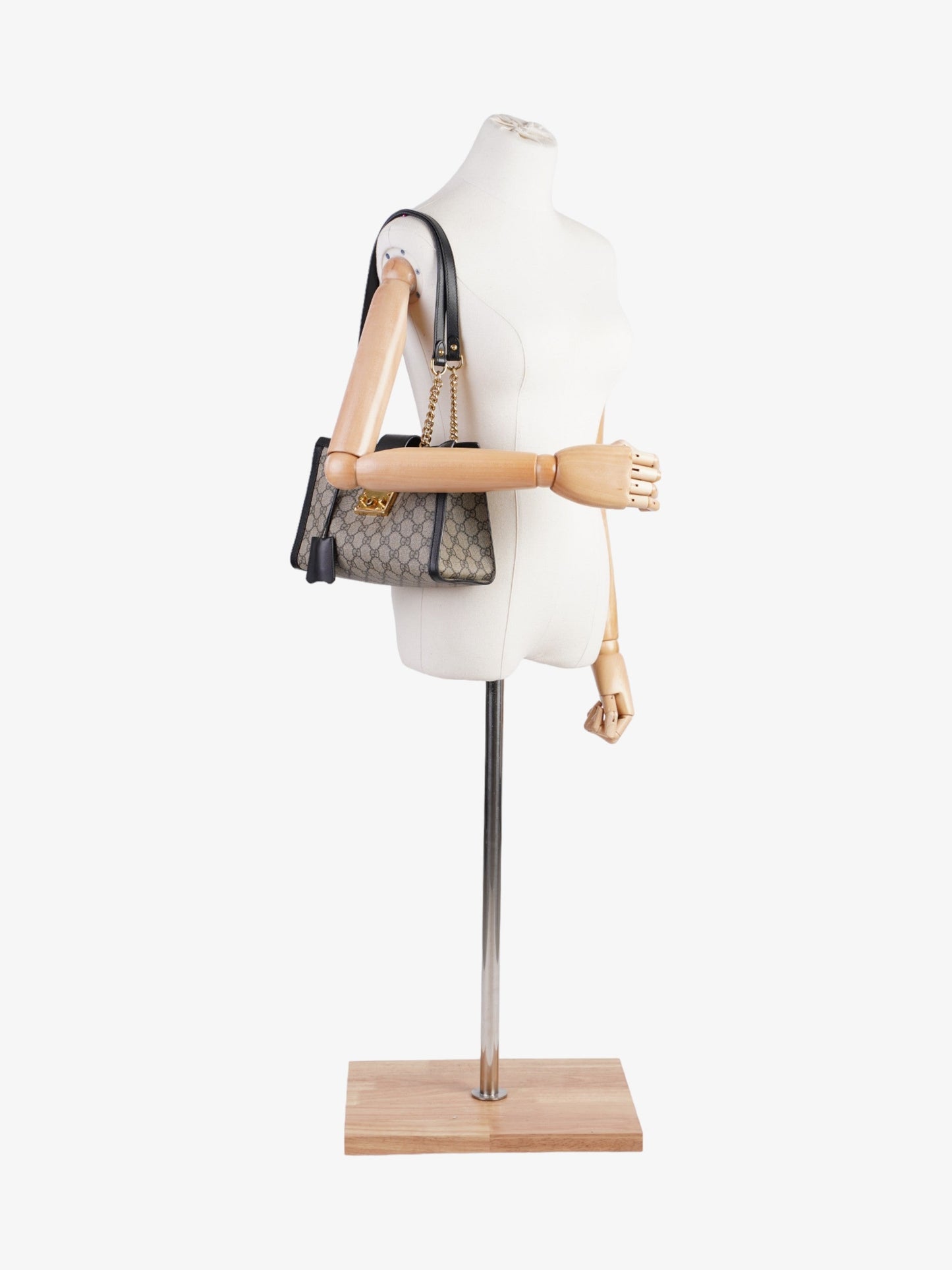 Gucci Padlock And Ebony Supreme Coated Small Shoulder Canvas Black Shoulder Bag