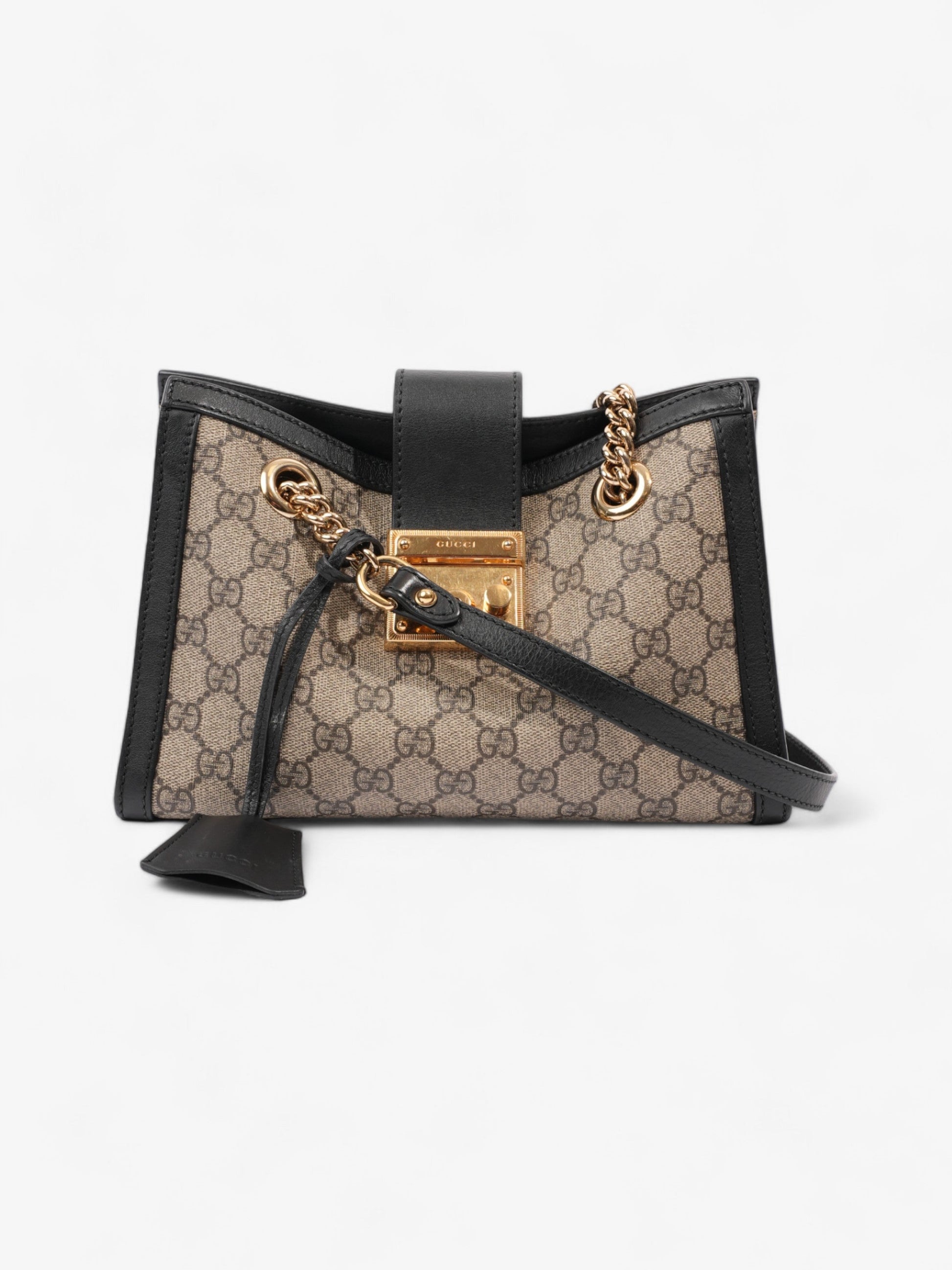 Gucci Padlock And Ebony Supreme Coated Small Shoulder Canvas Black Shoulder Bag