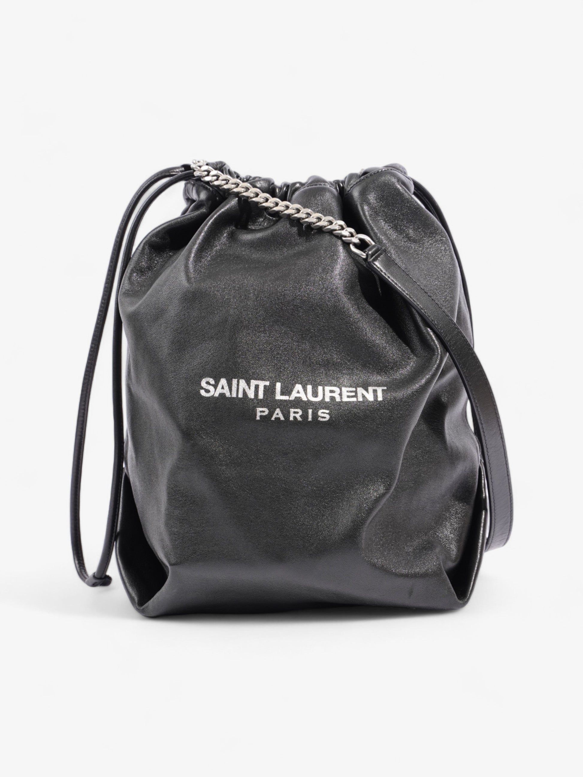 YSL Saint Laurent Sac Pouch Shoulder Bag Leather Black