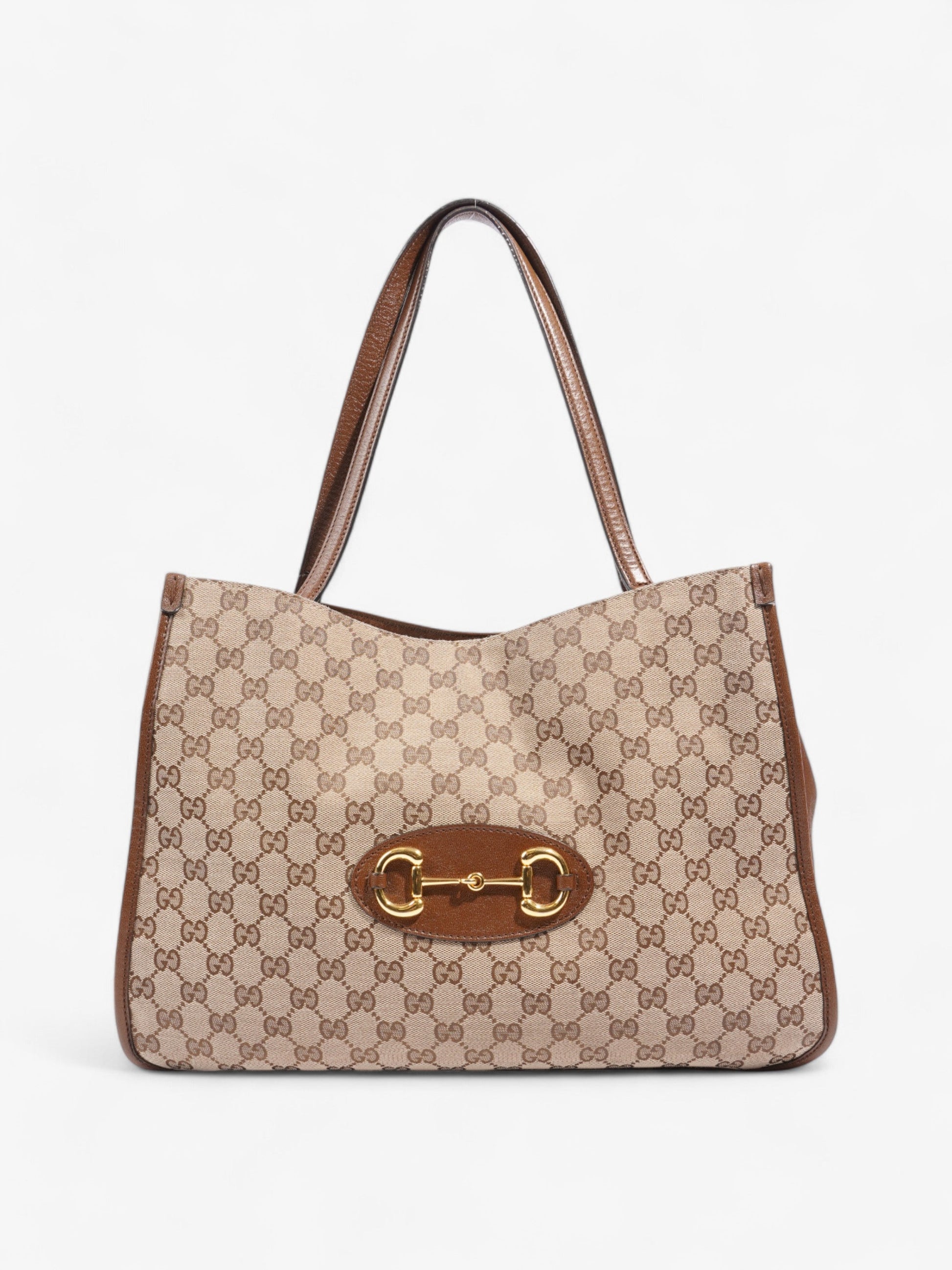 Gucci Horsebit Tote Canvas Brown Tote Bag
