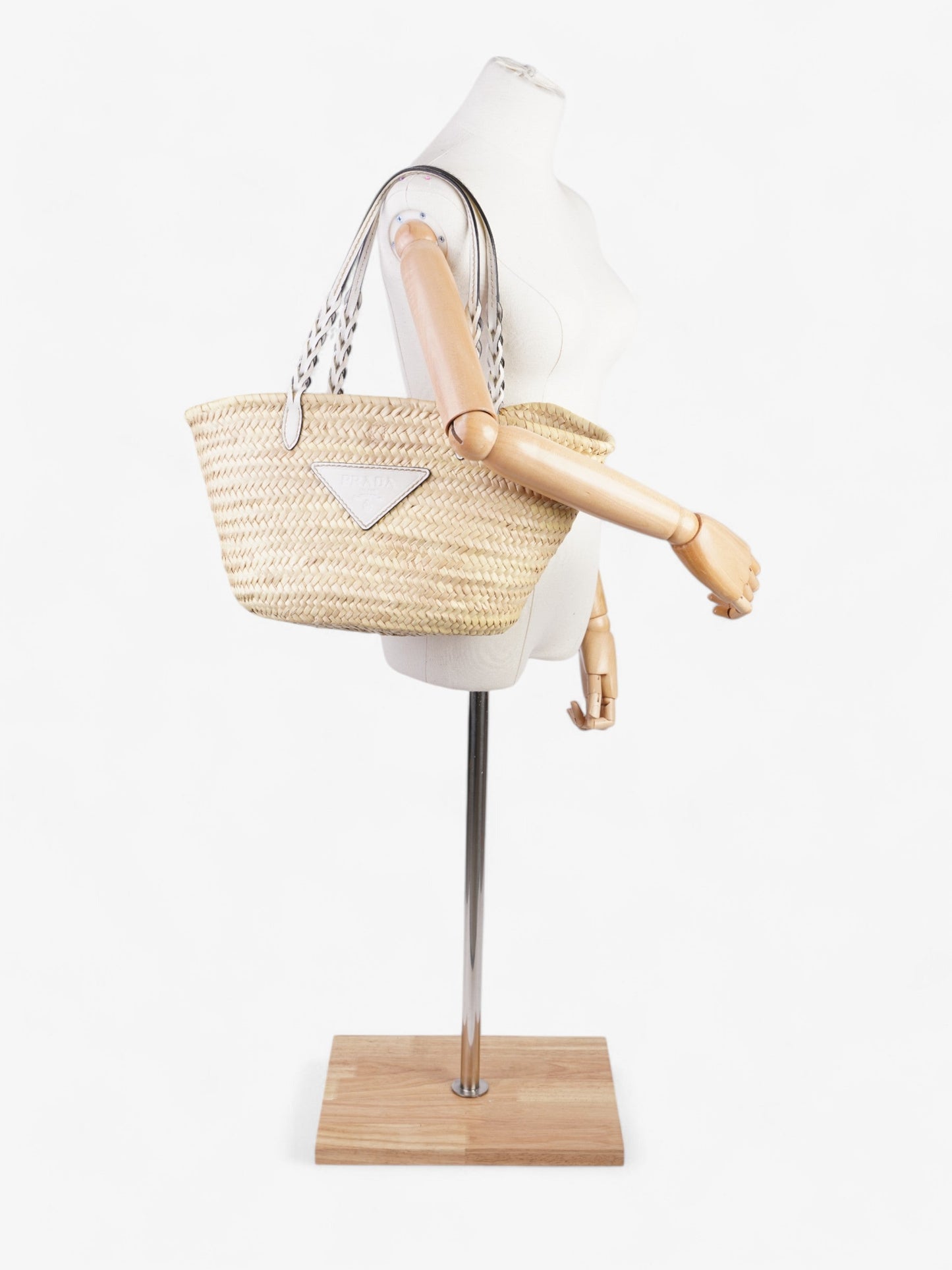 Prada Prada Basket Bag Beige White Wicker Tote Bag
