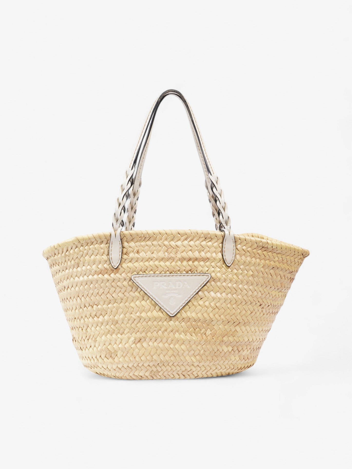 Prada Prada Basket Bag Beige White Wicker Tote Bag