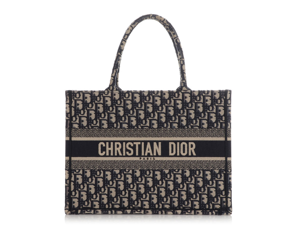 Dior Oblique Book Tote Blue Small Tote Bag