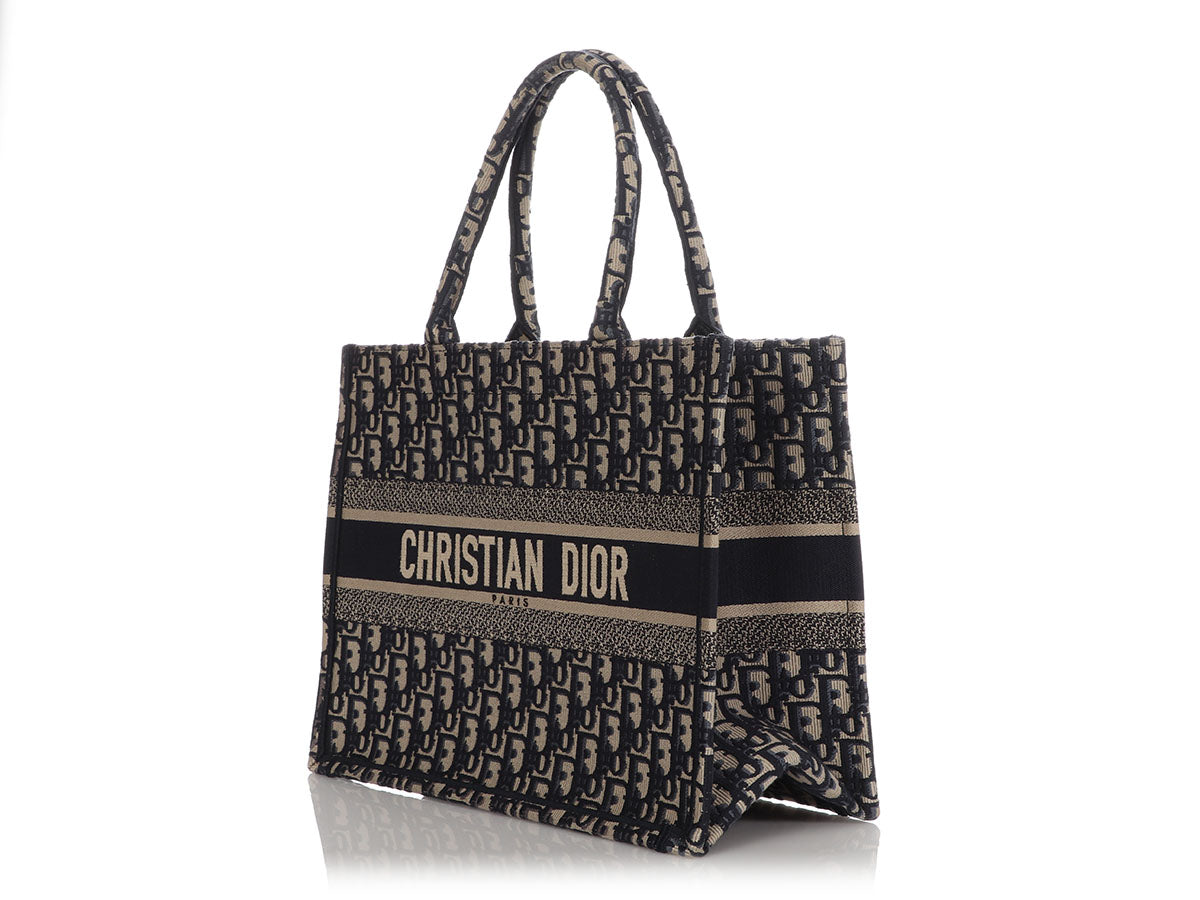 Dior Oblique Book Tote Blue Small Tote Bag