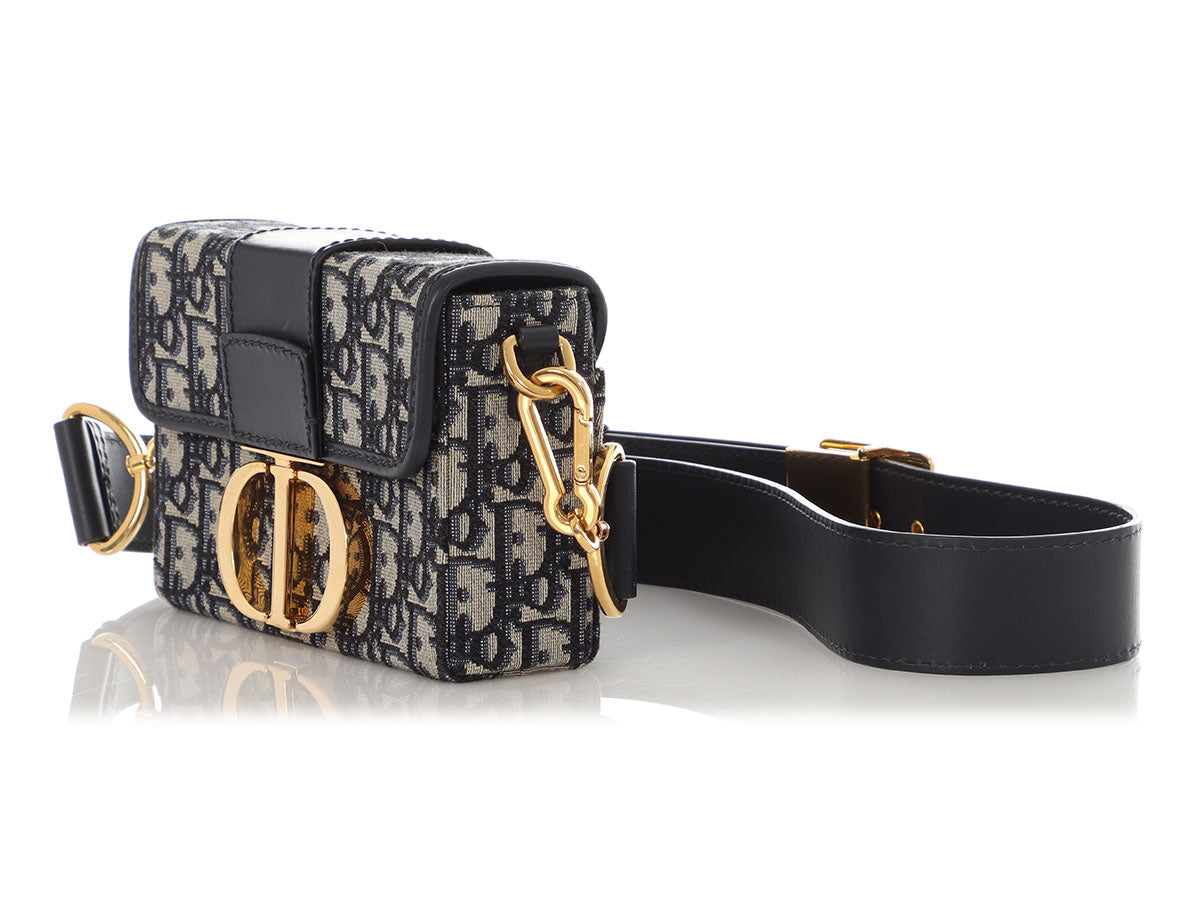 Dior Oblique Jacquard Montaigne Box Bag Blue Crossbody Bag