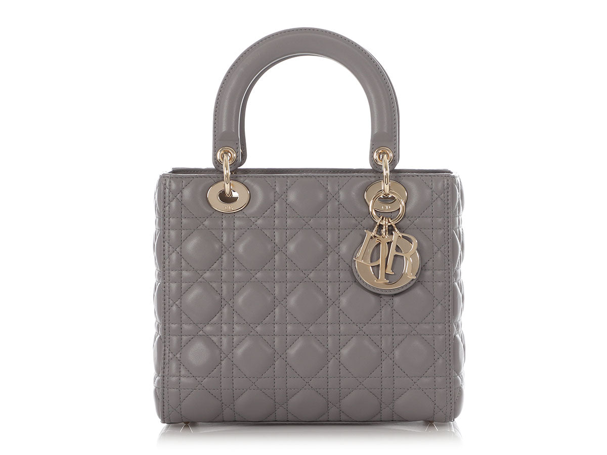 Dior Iron Lady Tote Bag Lambskin Gray Medium