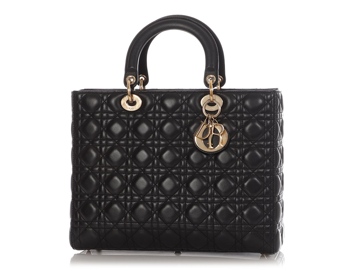 Dior Lady Tote Bag Lambskin Black Large