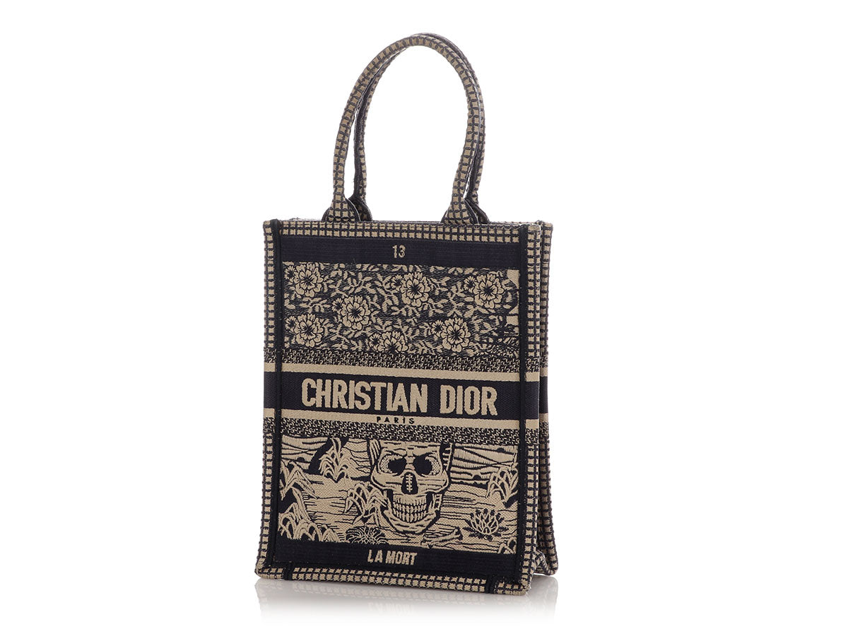 Dior La Mort Tarot Vertical Book Tote Blue Embroidered Tote Bag