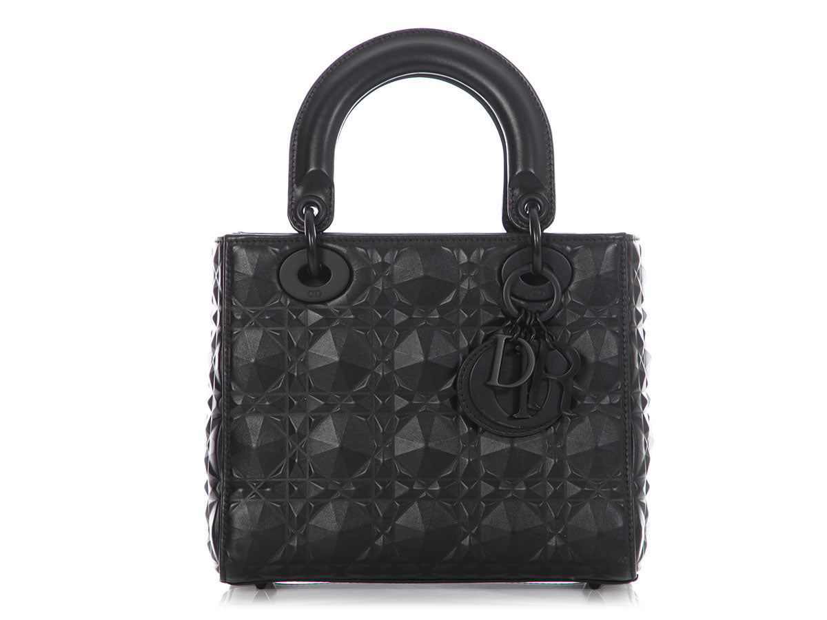 Dior Matte My Abc Diamond Motif Lady Shoulder Bag Black Small