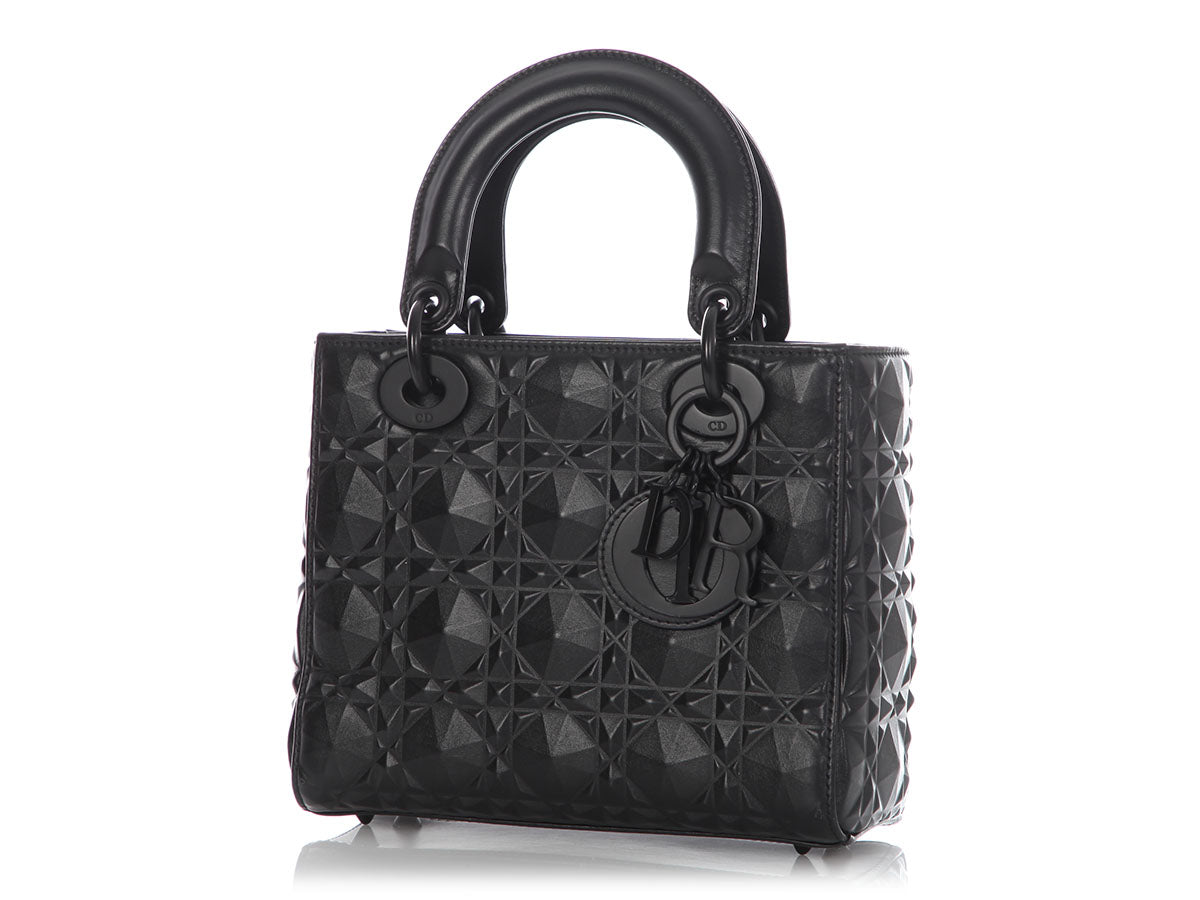 Dior Matte My Abc Diamond Motif Lady Shoulder Bag Black Small