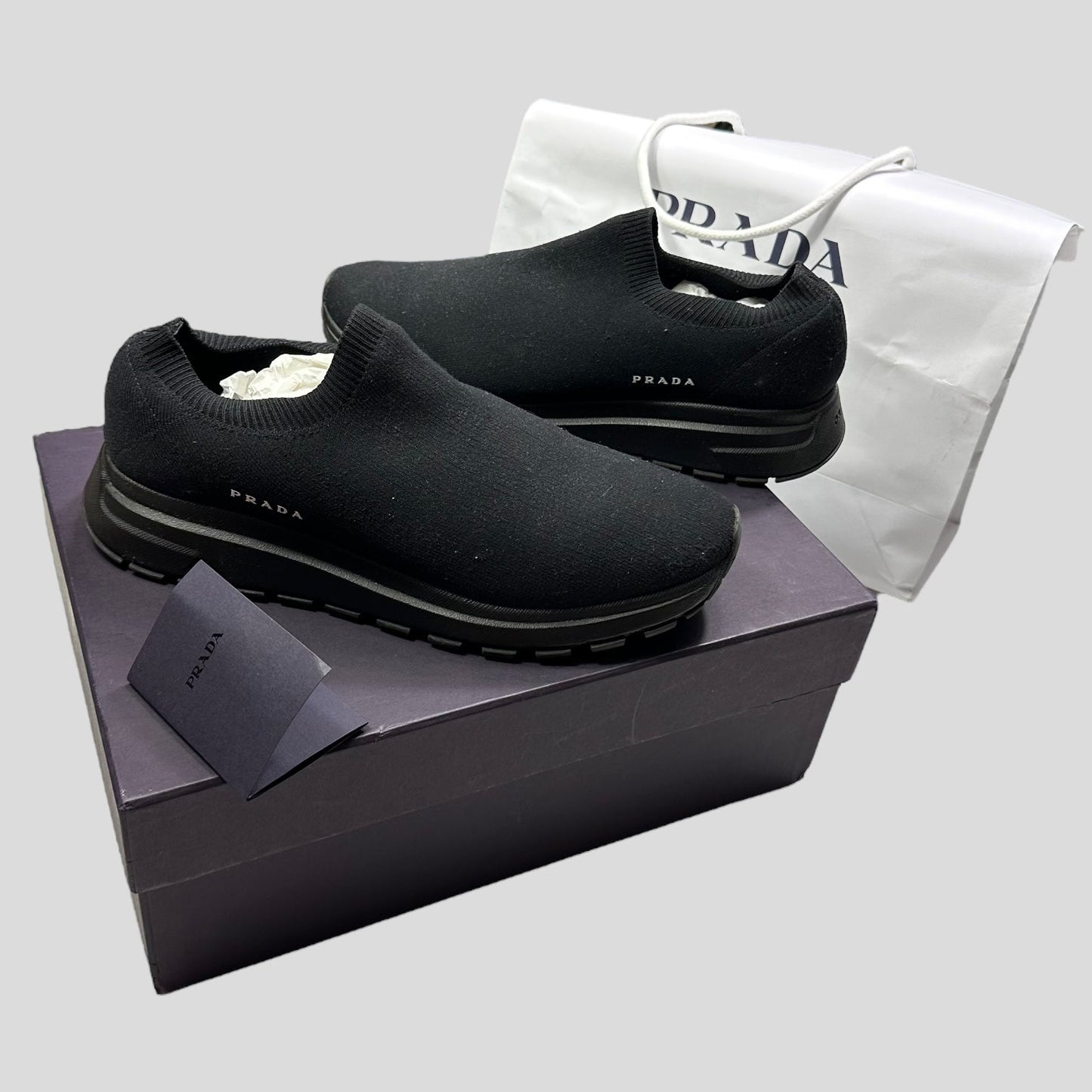 Prada Handbag Knit Fabric Sock Trainer - UK8