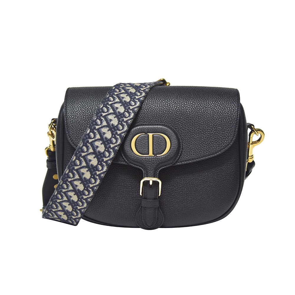 Dior Handbag Grained Bobby Bag Rented Out Leather Black Large