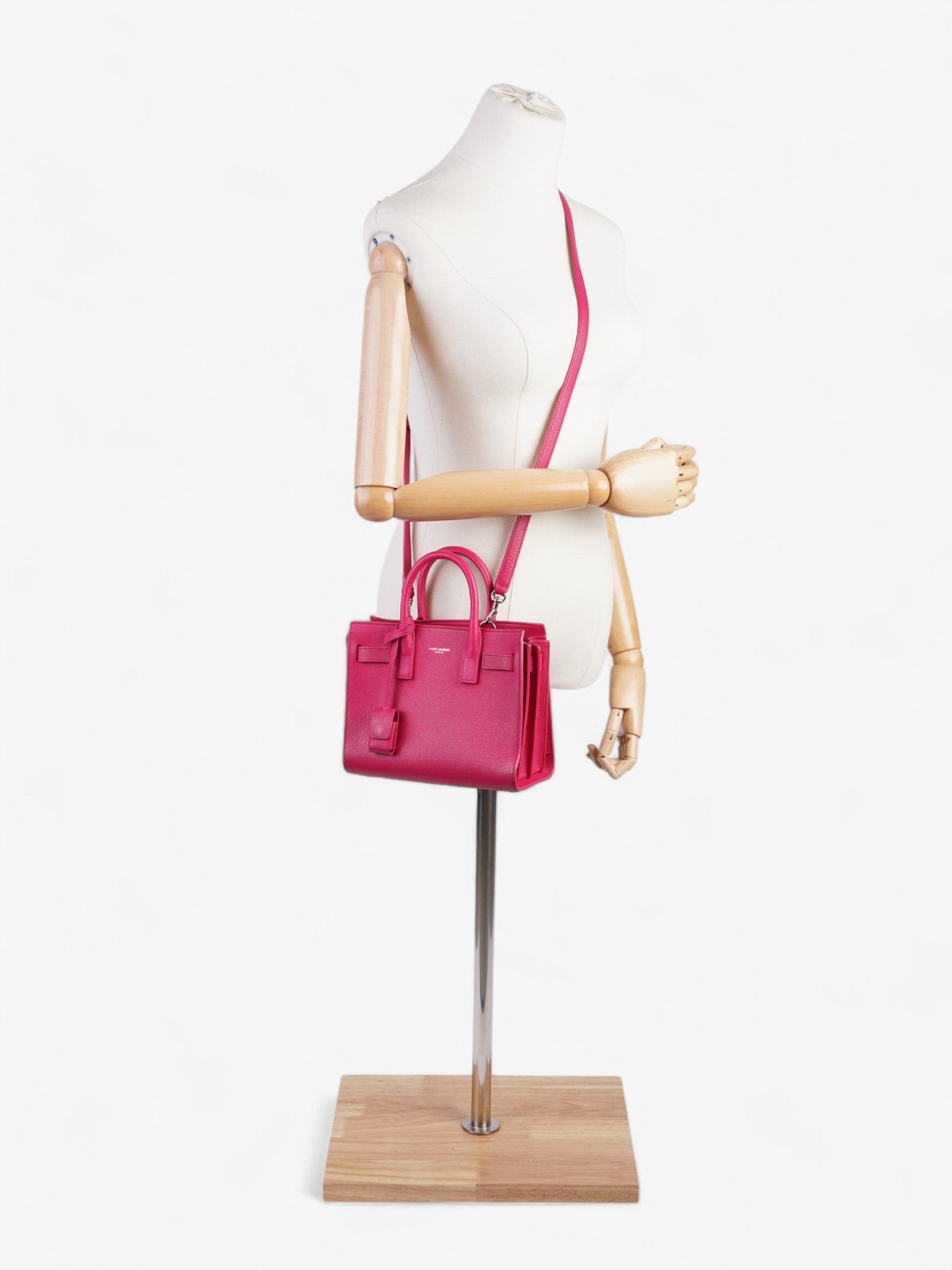 YSL Saint Laurent Sac De Jour Lipstick Fuschia Calfskin Nano Shoulder Leather Shoulder Bag