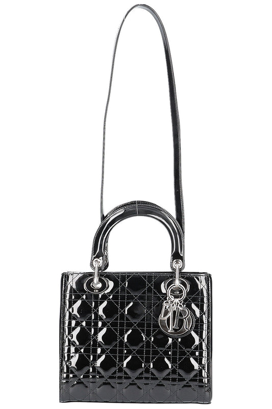 Dior Handbag Lady Patent Black Medium