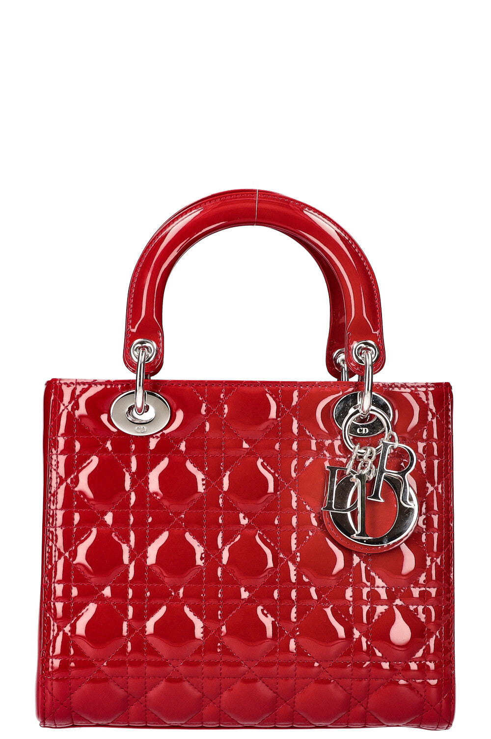 Dior Handbag Lady Patent Red Medium