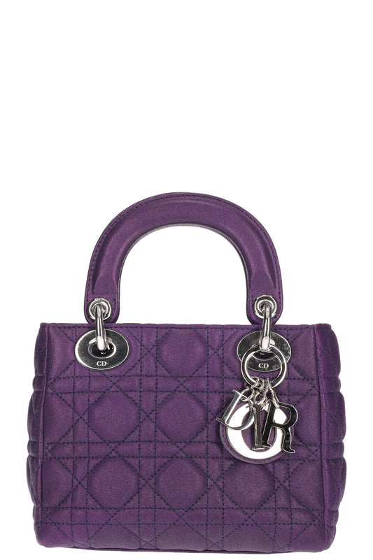 Dior Handbag Lady Bag Purple Small