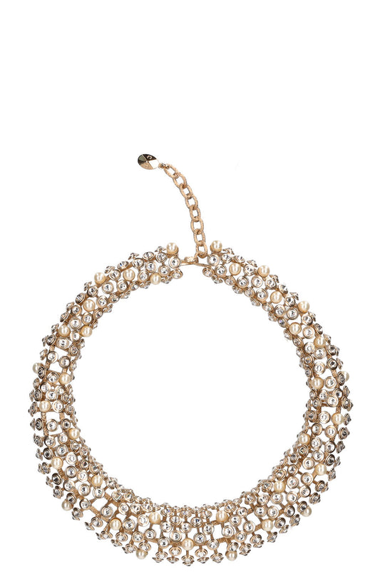 Dior Crystal Necklace Champagne Gold Jewelry
