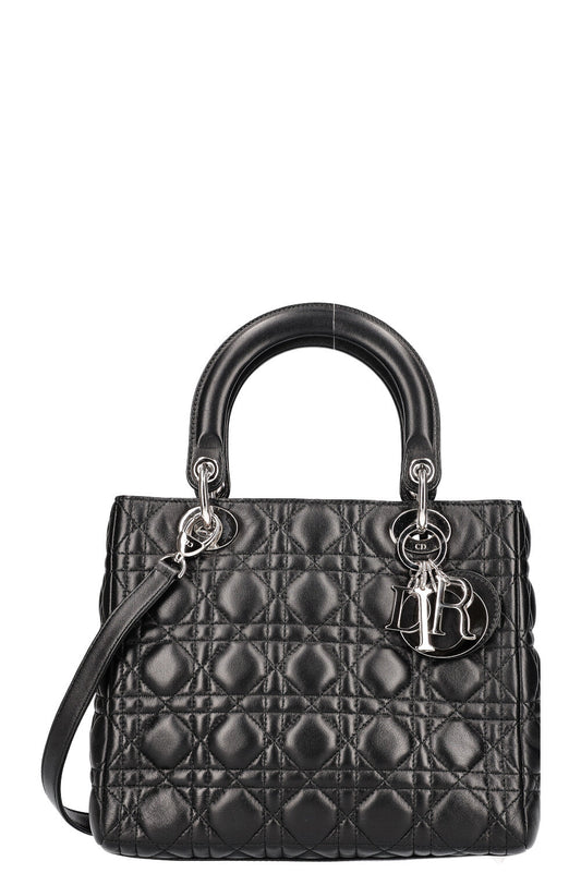 Dior Handbag Lady Bag Cannage Black Medium