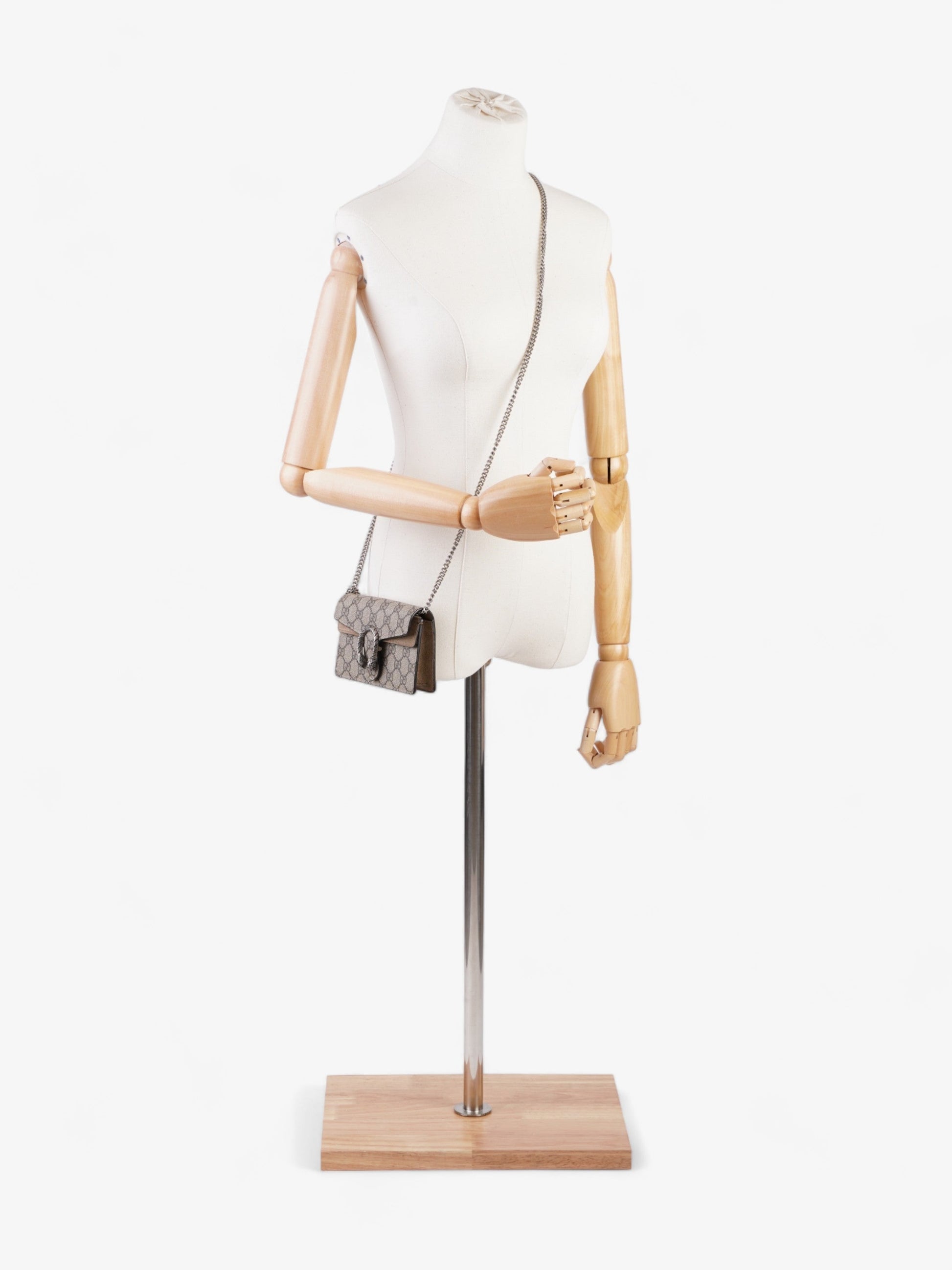 Gucci Super Dionysus And Ebony Supreme Coated Crossbody Canvas Beige Crossbody Bag