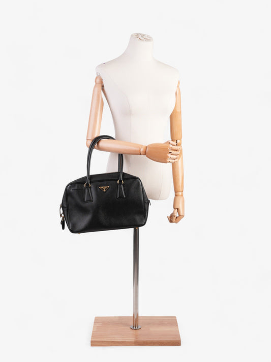 Prada Bauletto Tote Bag Leather Saffiano Black Shoulder Bag