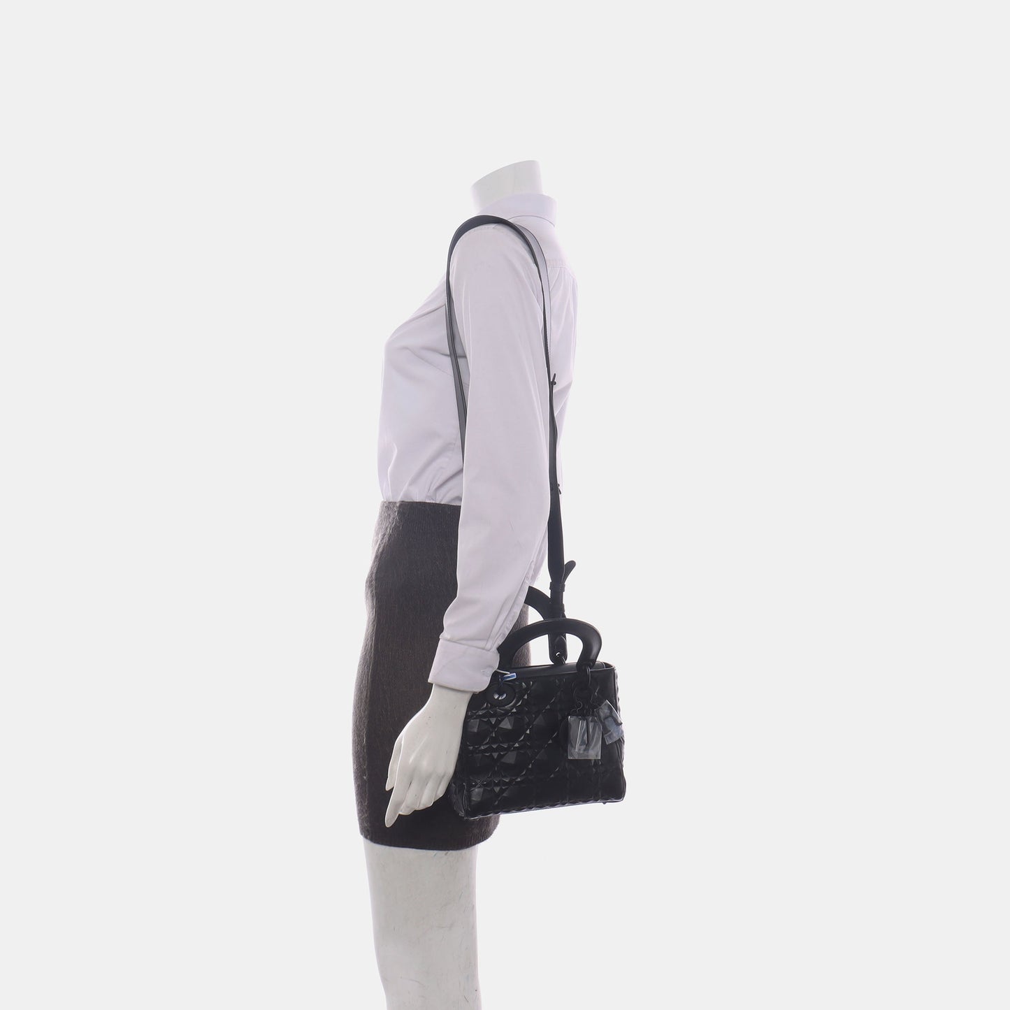 Dior Lady My Abc So Diamond Motif Caflskin Leather Black Travel Bag