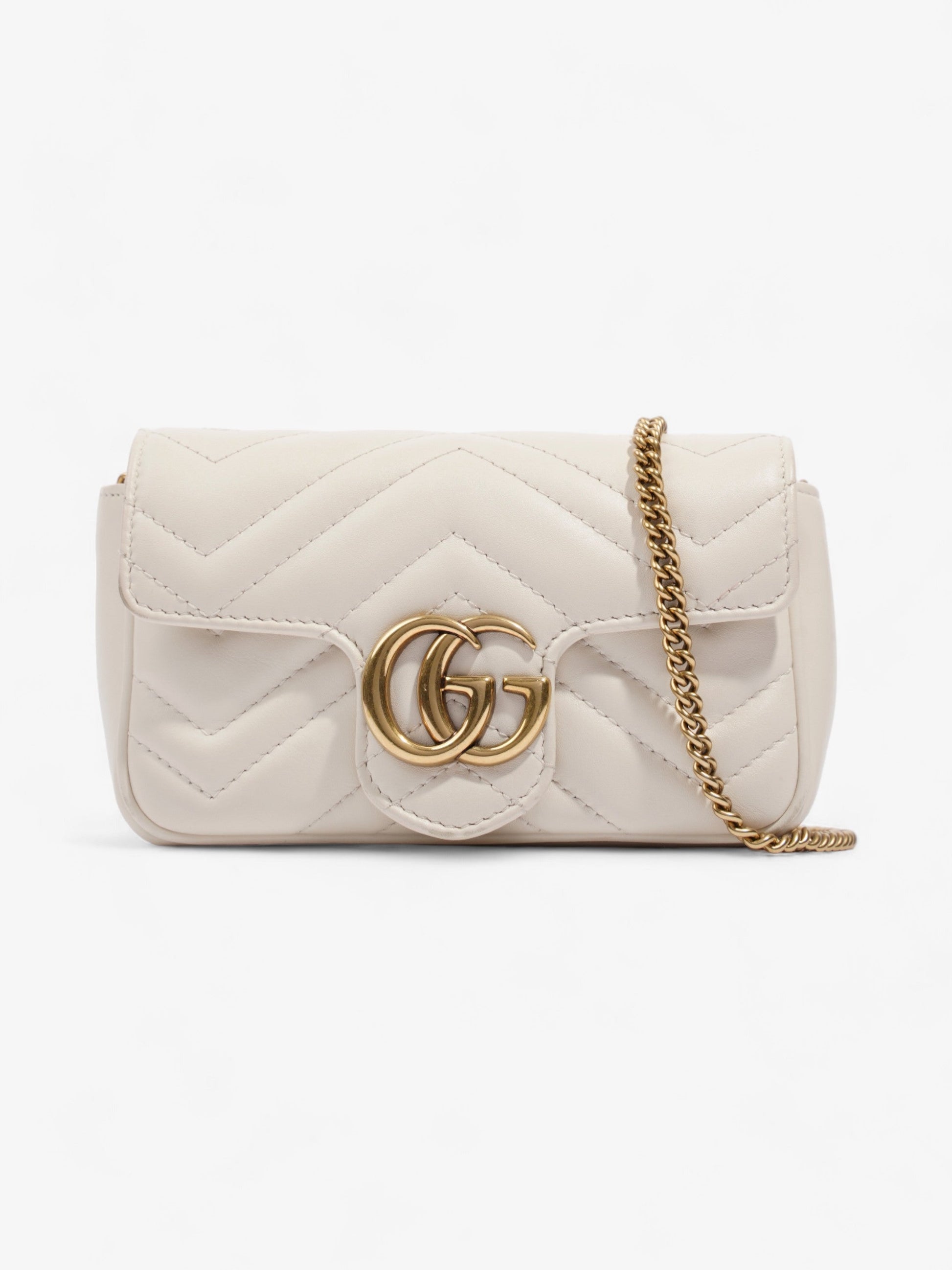 Gucci Marmont Super Light Grey Crossbody Bag Leather Matelasse