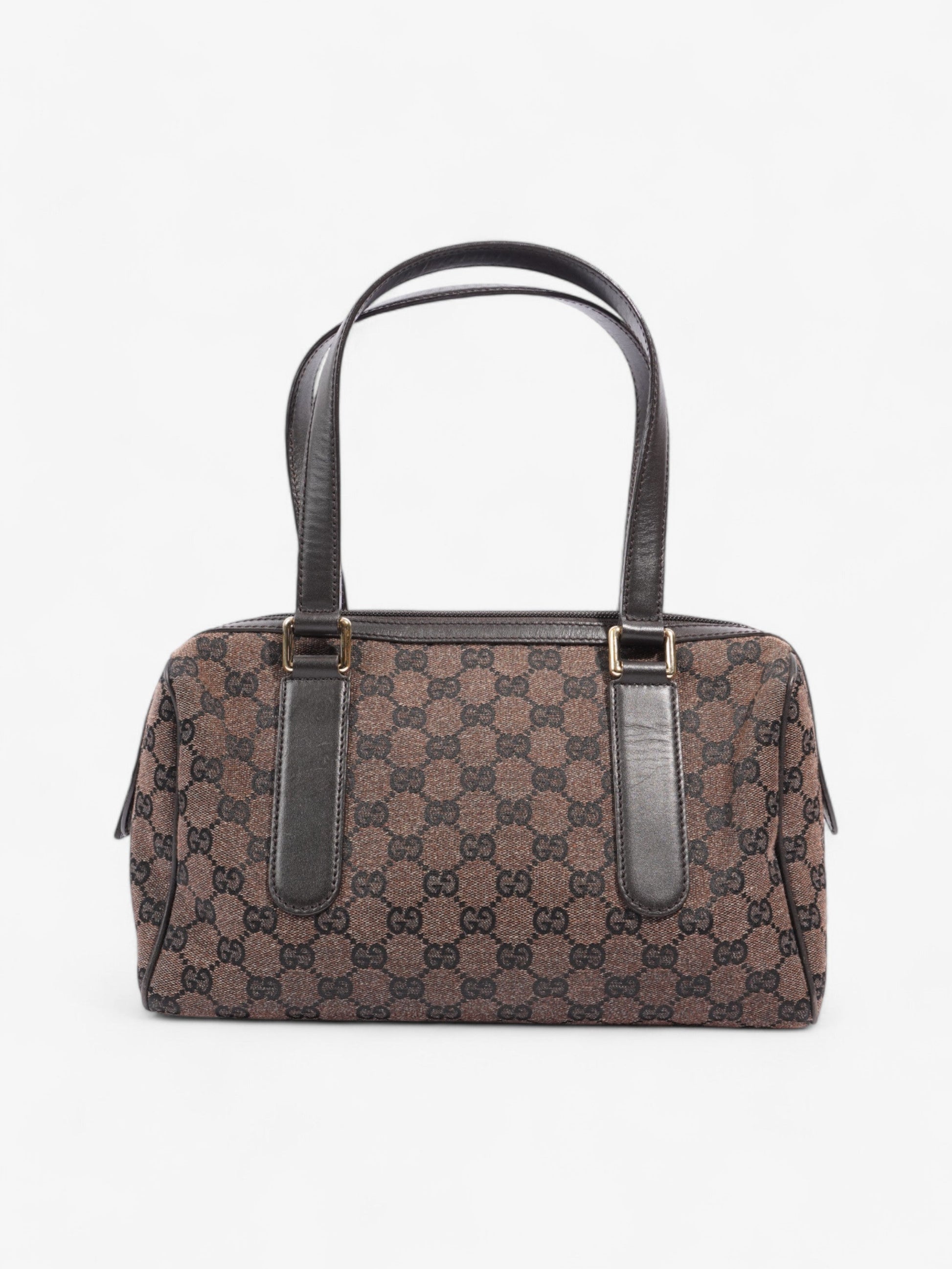 Gucci Small Duffle Bag Dark Brown Brown Canvas Denim Travel Bag