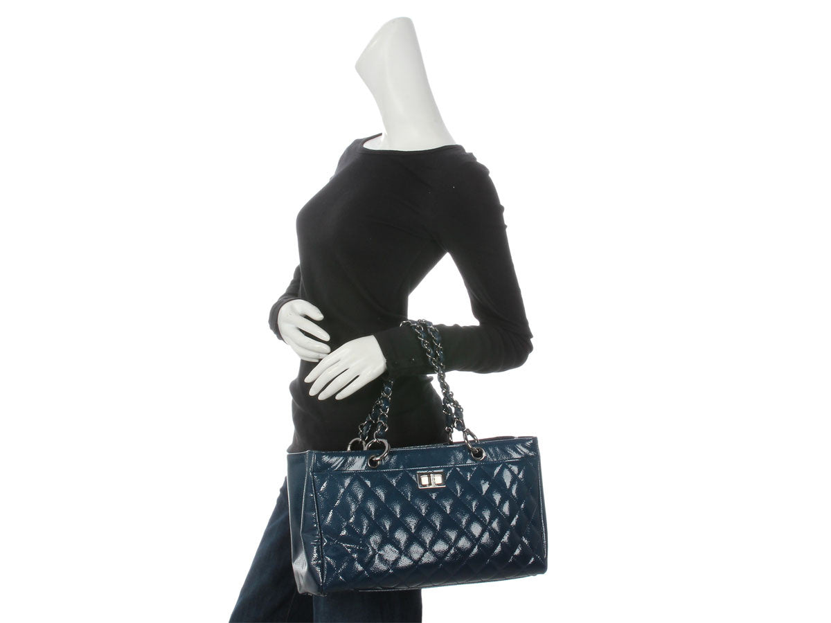 Chanel Diamond Shine Reissue Shopper Handbag Blue Tote Bag
