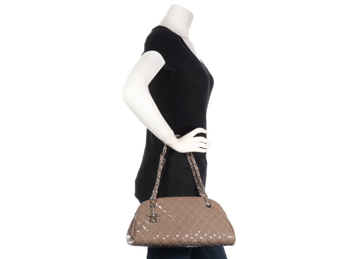 Chanel Taupe Just Mademoiselle Bowling Bag Medium Shoulder Bag