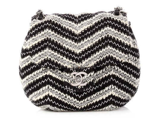 Chanel and Tweed Handbag Black White