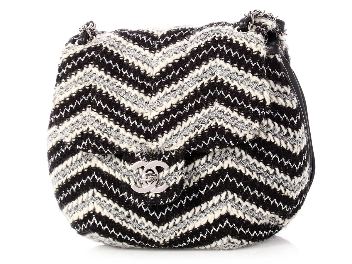 Chanel and Tweed Handbag Black White
