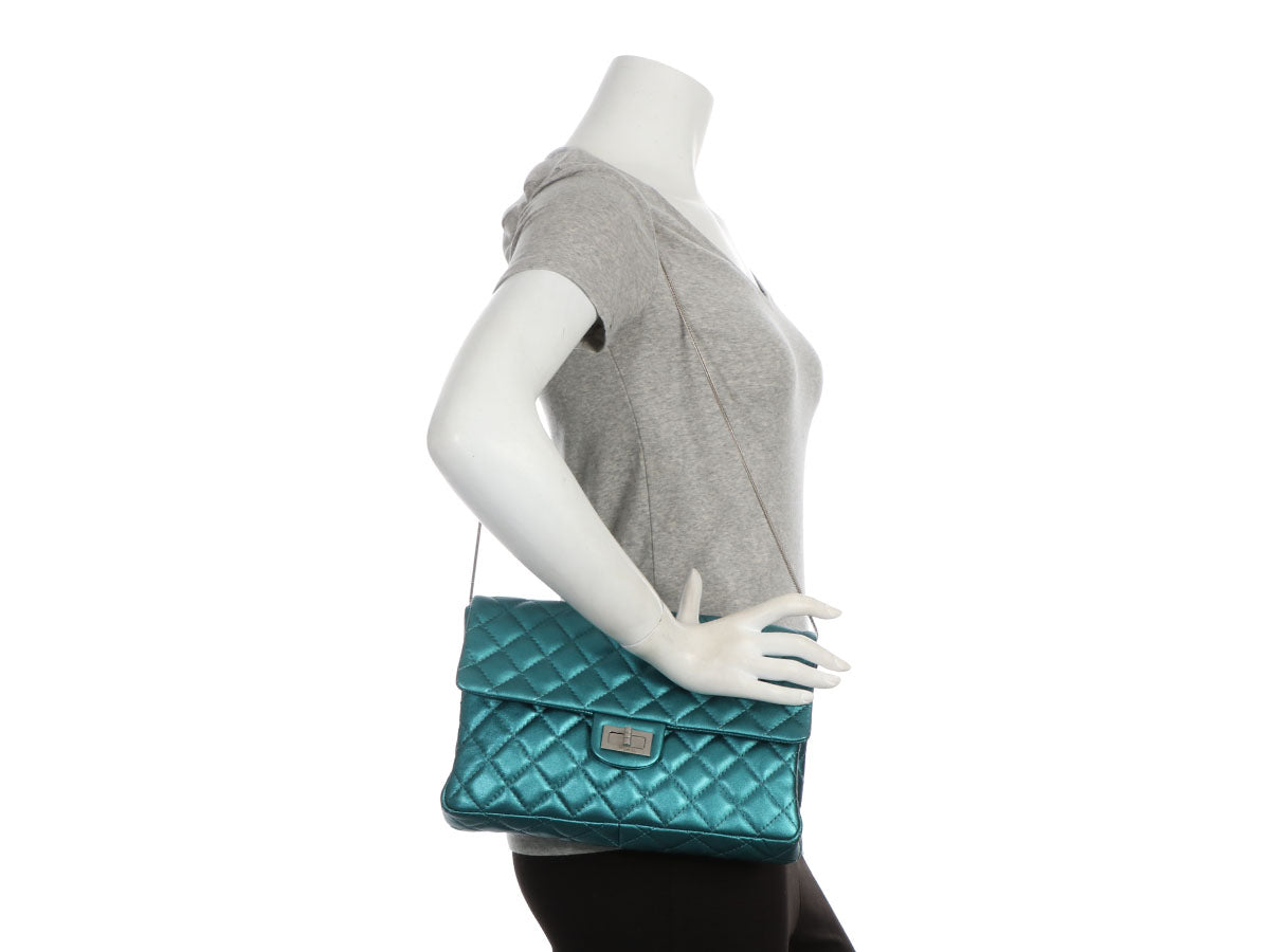 Chanel Metallic Turquoise Calfskin Reissue Clutch Quilted Clutch Bag