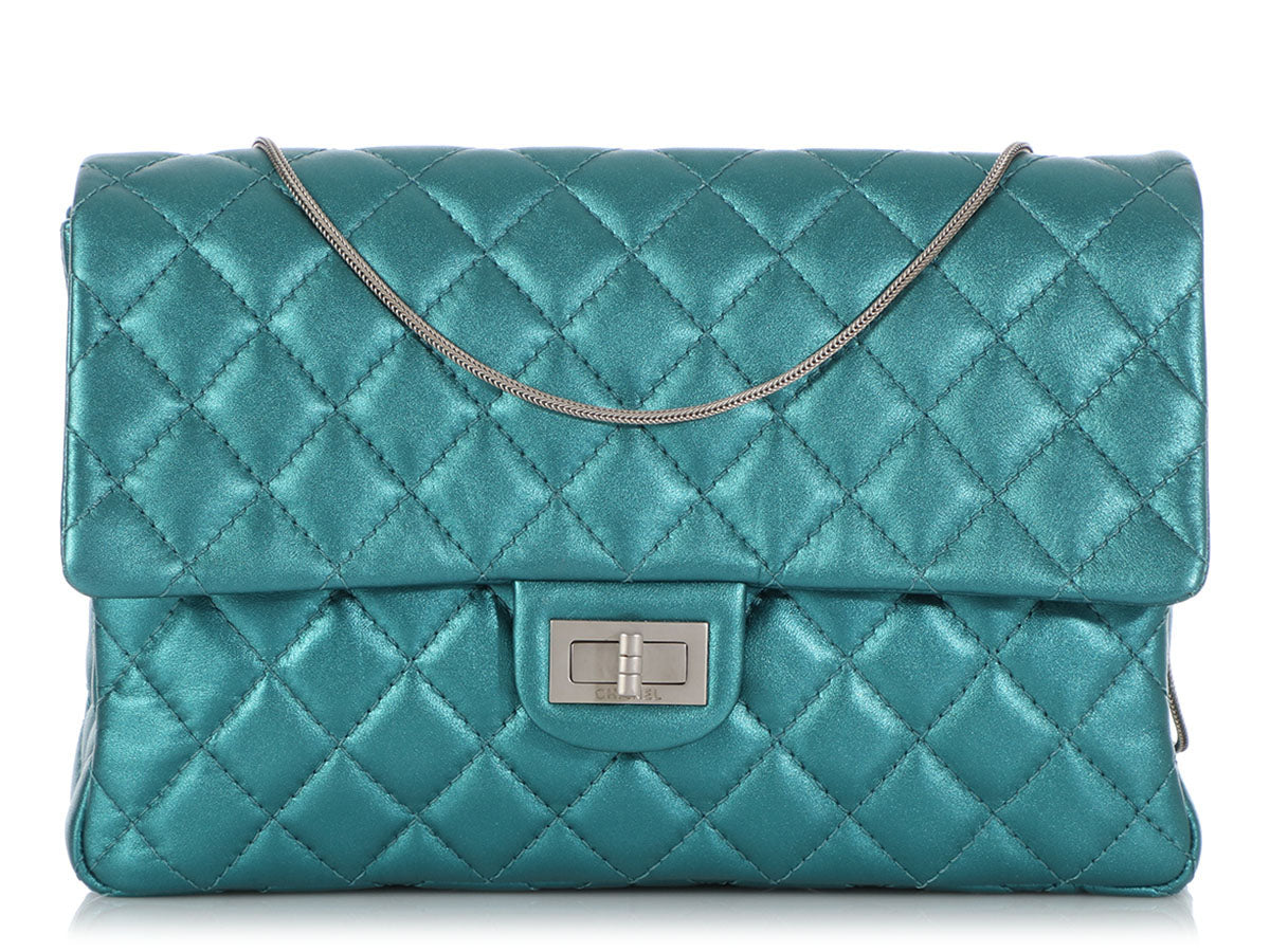 Chanel Metallic Turquoise Calfskin Reissue Clutch Quilted Clutch Bag