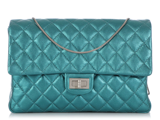 Chanel Metallic Turquoise Calfskin Reissue Clutch Quilted Clutch Bag