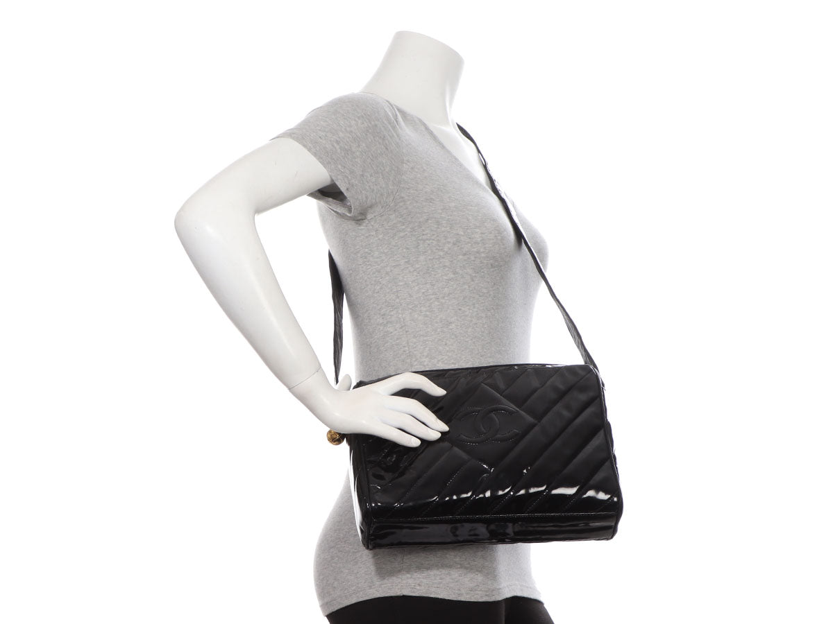 Chanel Patent Crossbody Bag Black