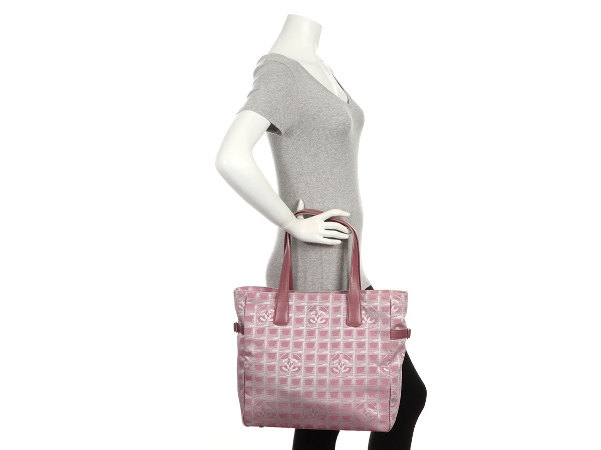 Chanel Travel Ligne Tote Canvas Pink Tote Bag